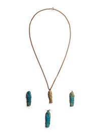 Four Egyptian Faience Ushabtis with Modern Mounts