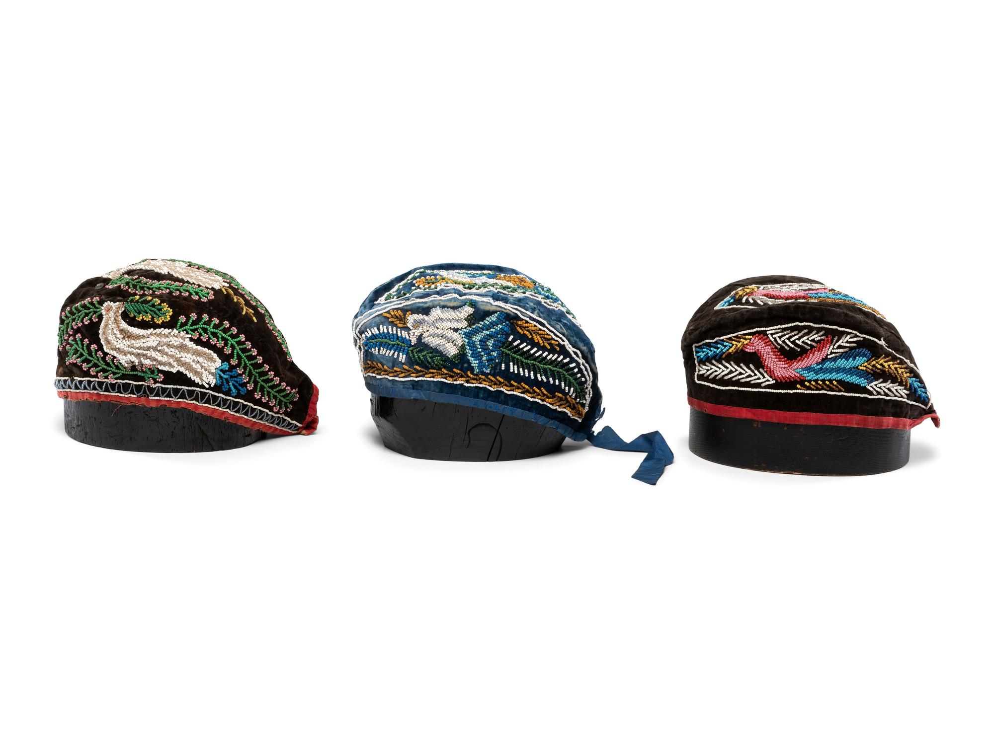 Northeastern Beaded Glengarry Caps, with Birds