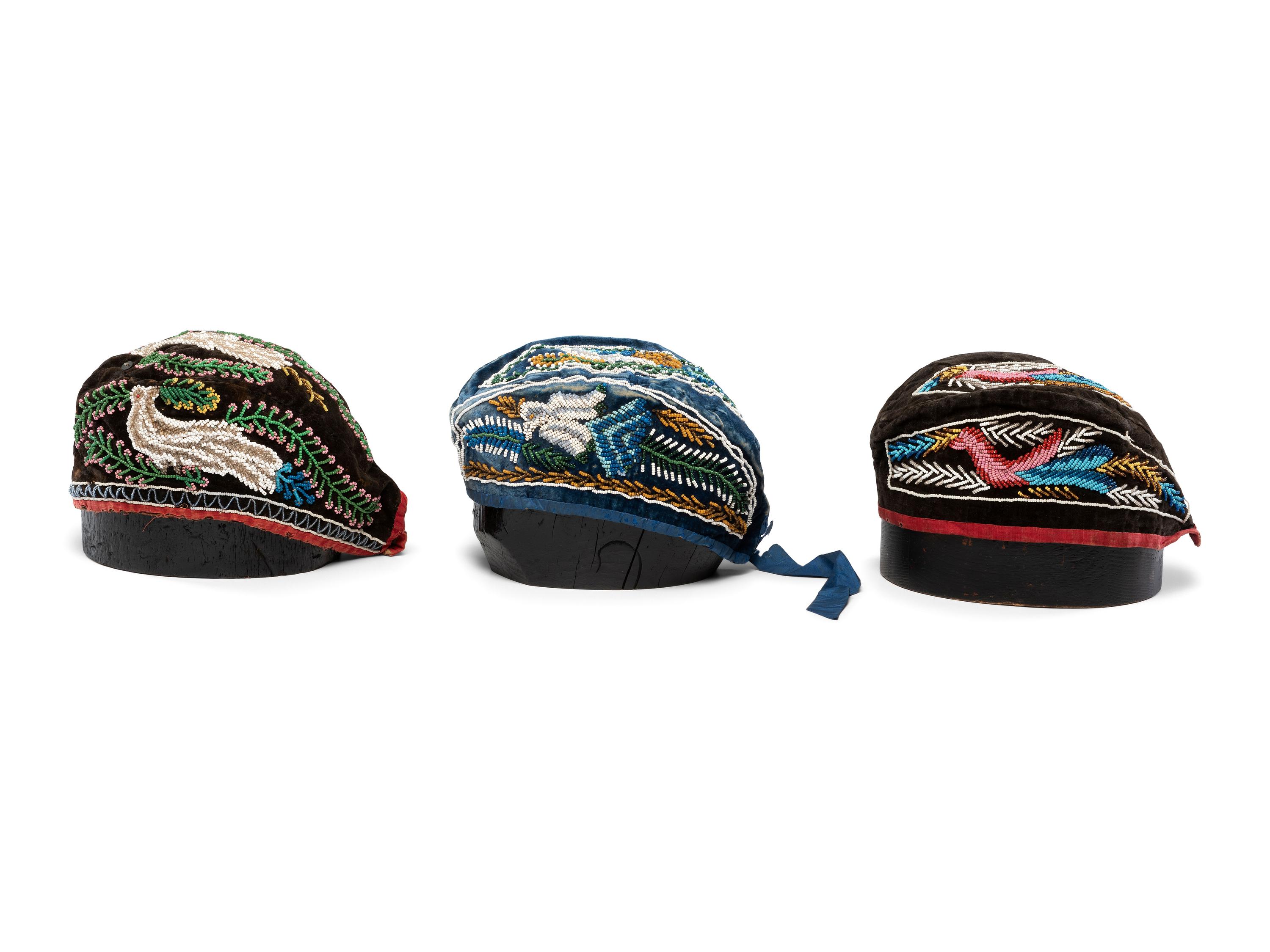 Northeastern Beaded Glengarry Caps, with Birds