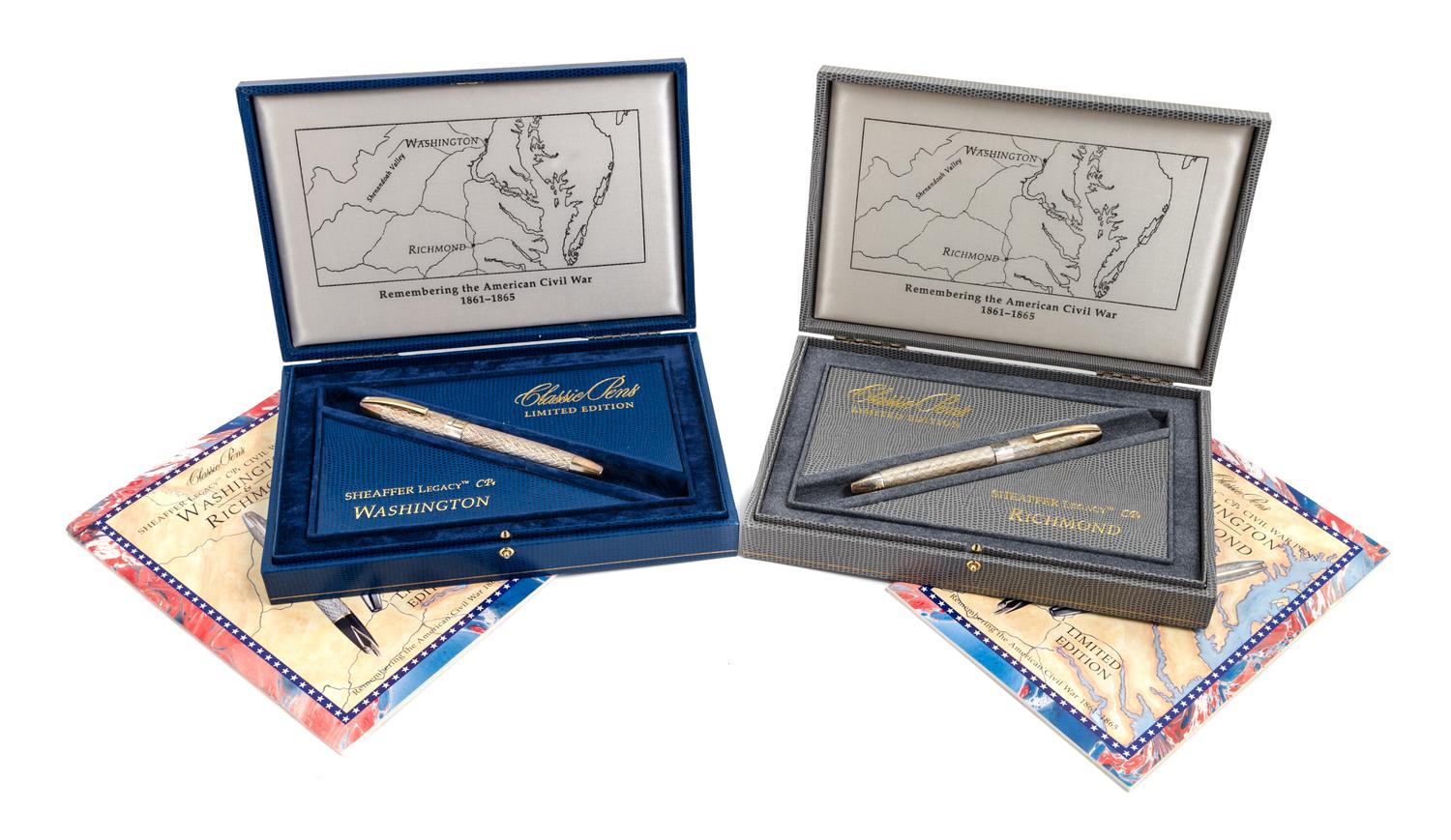 A Sheaffer Legacy Classic Pens Civil War: Washington and Richmond Two Fountain Pen Set