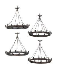 A Set of Four Twelve-Light Ring Fixtures