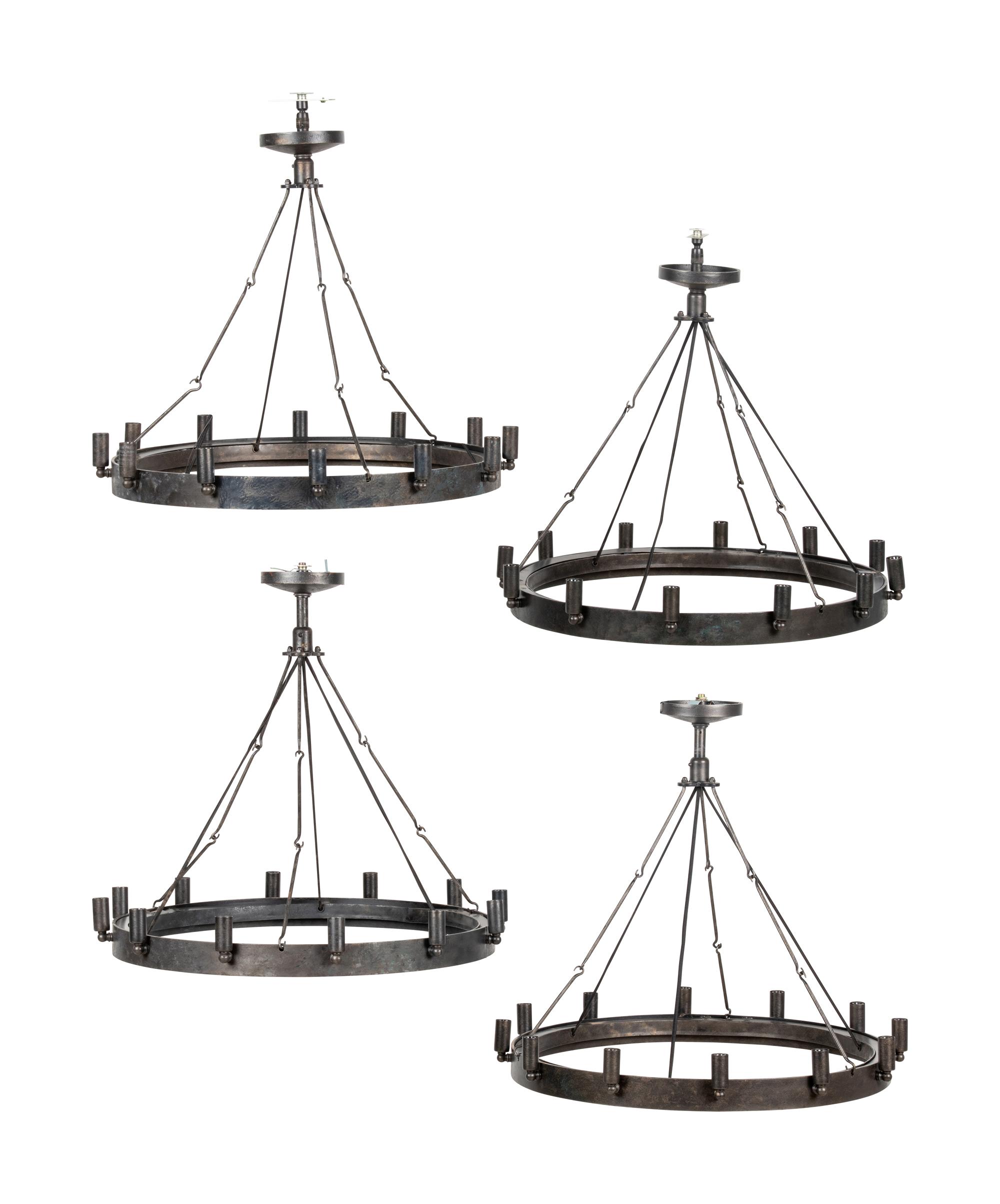 A Set of Four Twelve-Light Ring Fixtures