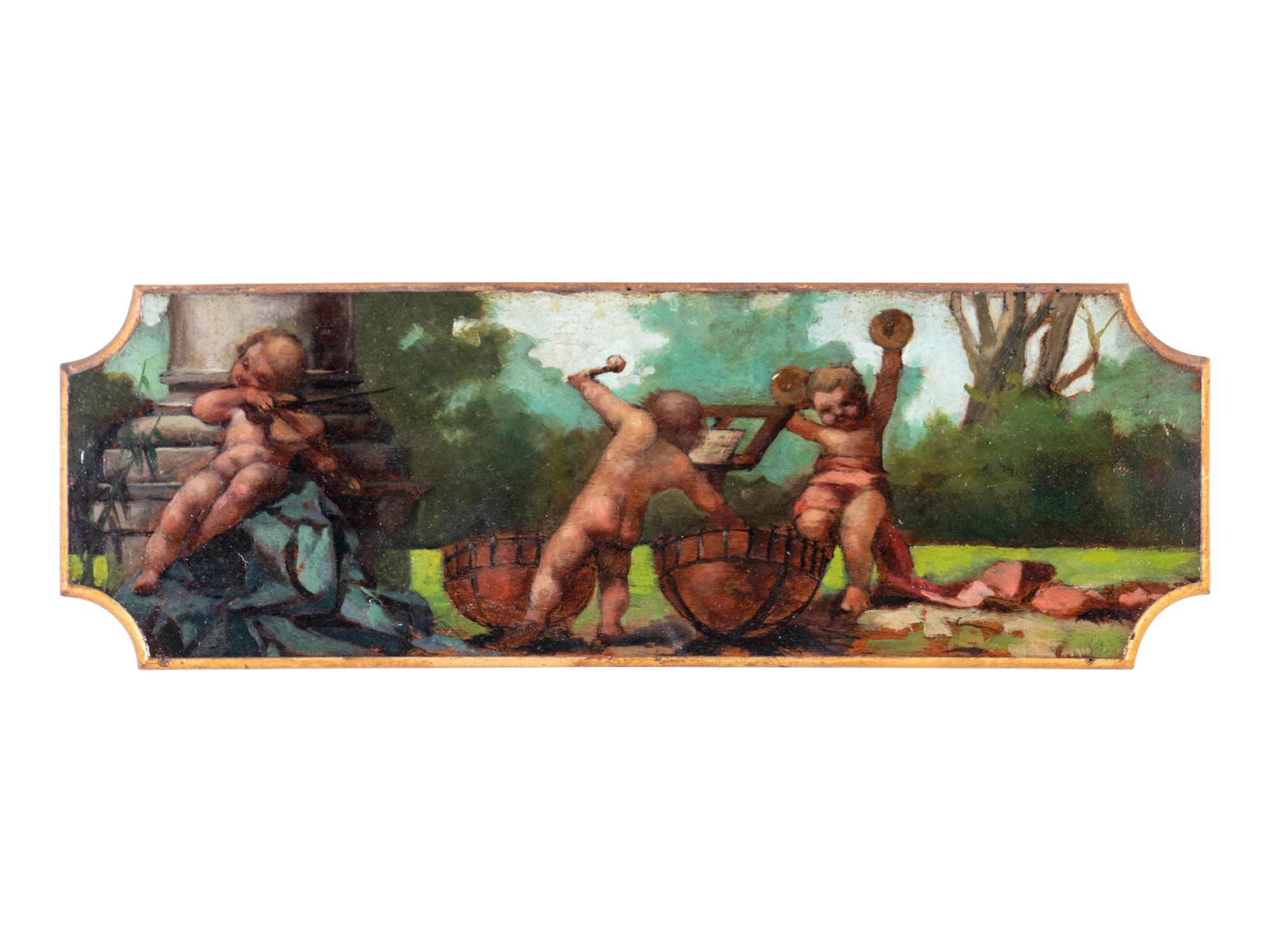 A Pair of Continental Painted Mahogany Panels