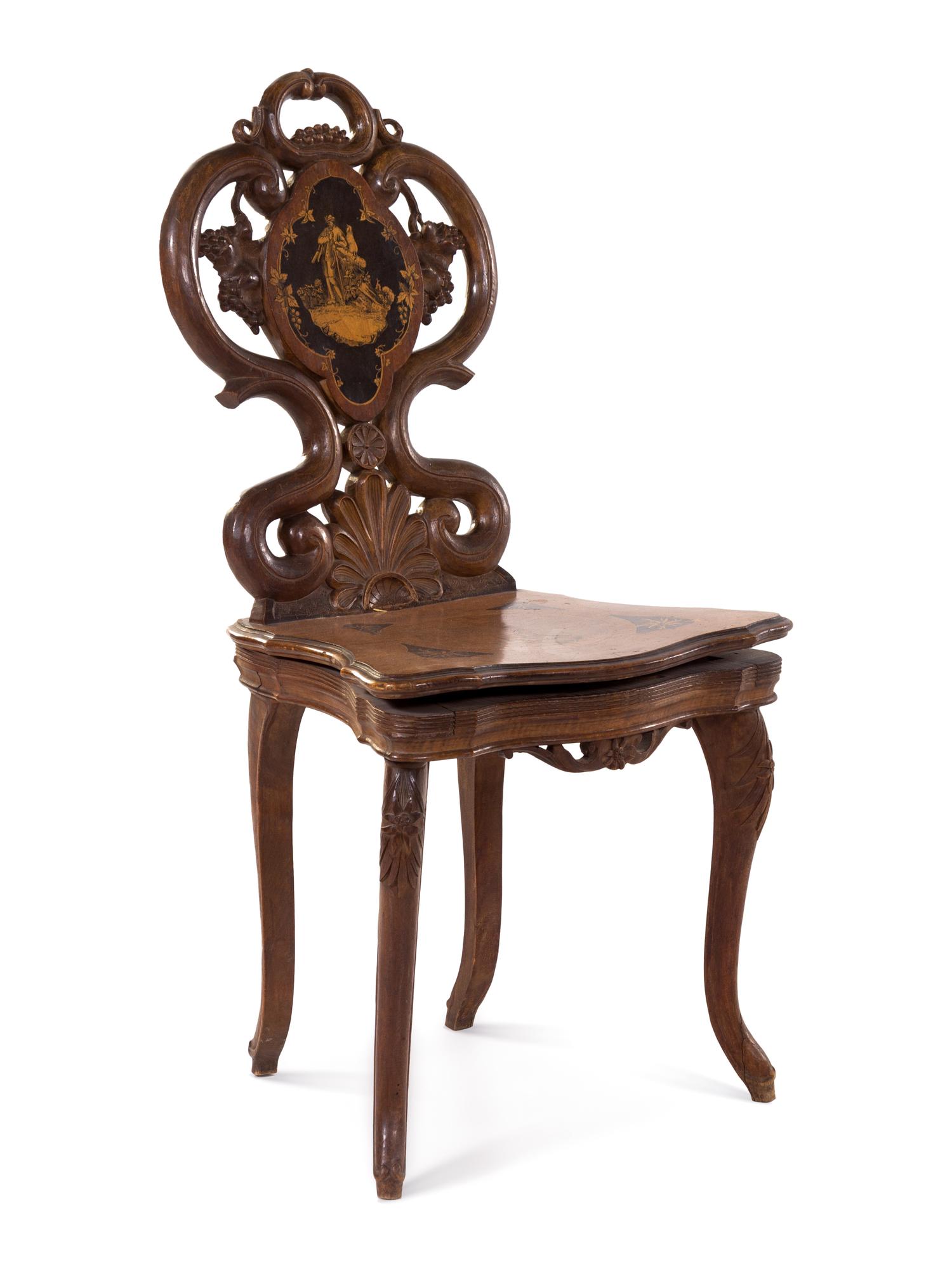 A German Marquetry Music Box Chair