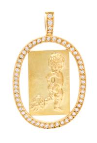 An 18 Karat Yellow Gold and Diamond Pendant, 30.50 dwts.