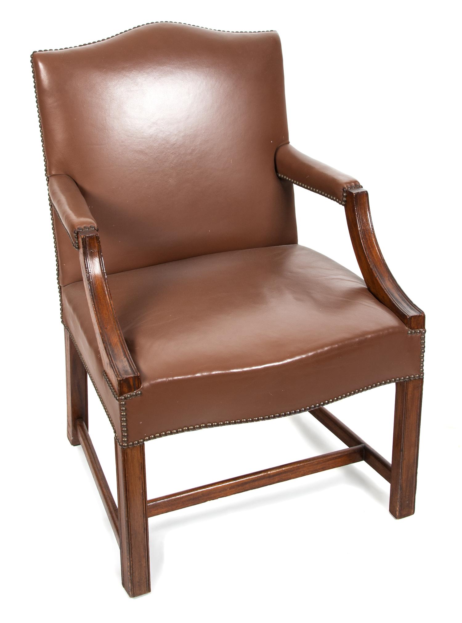 A George II Style Mahogany Library Chair Height 37 inches. — 20TH CENTURY