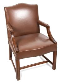 A George II Style Mahogany Library Chair Height 37 inches. — 20TH CENTURY