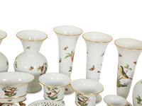 An Extensive Group of Herend Rothschild Bird Porcelain Table Articles