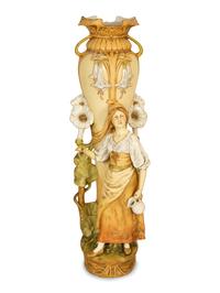 A Pair of Royal Dux Porcelain Figural Vases
