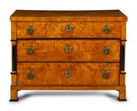 An Austrian or Northern European Parcel Ebonized Burlwood Commode