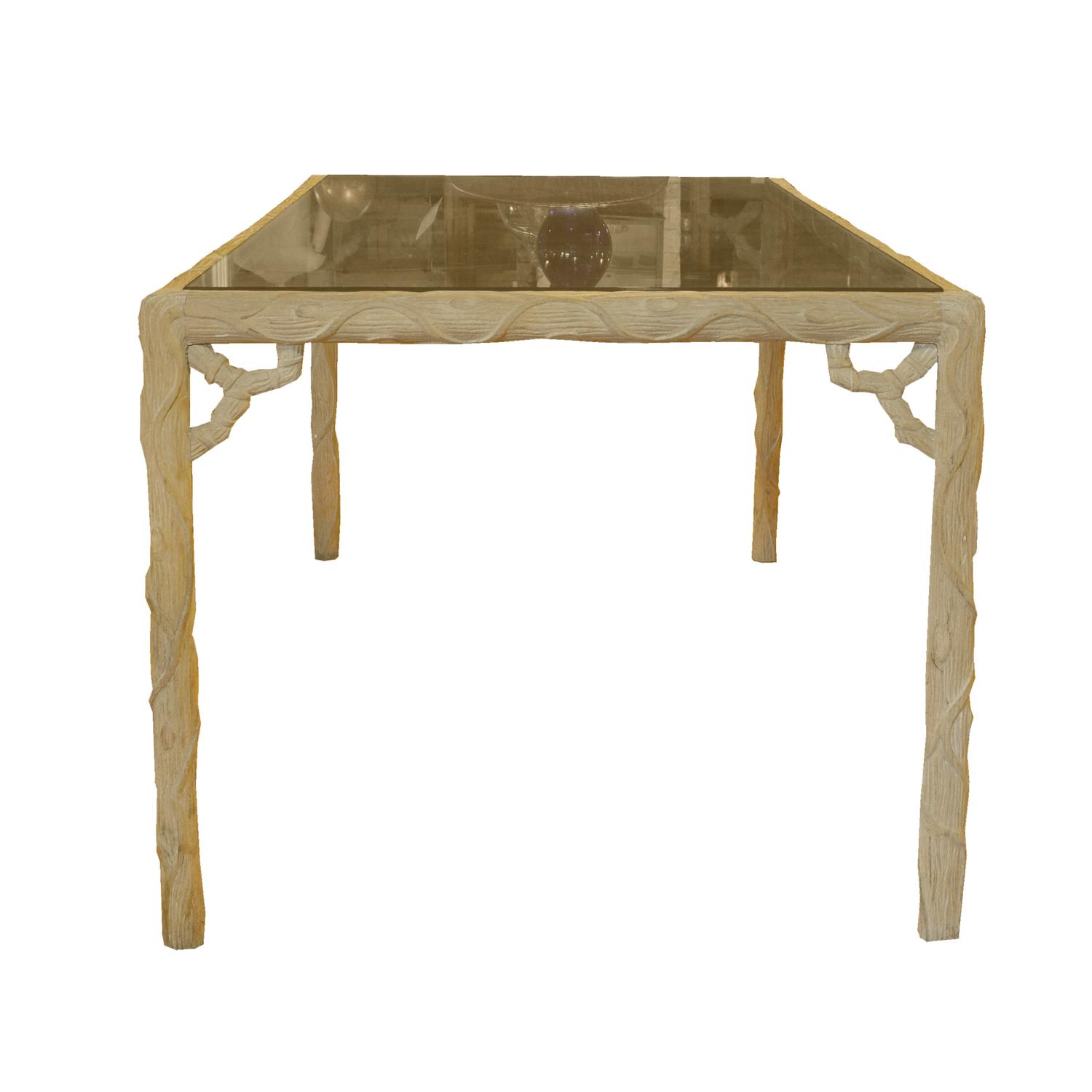 A Carved Wood Faux Bois Table 66.5" W x 53" D x 28.5" H — France, Mid-20th Century