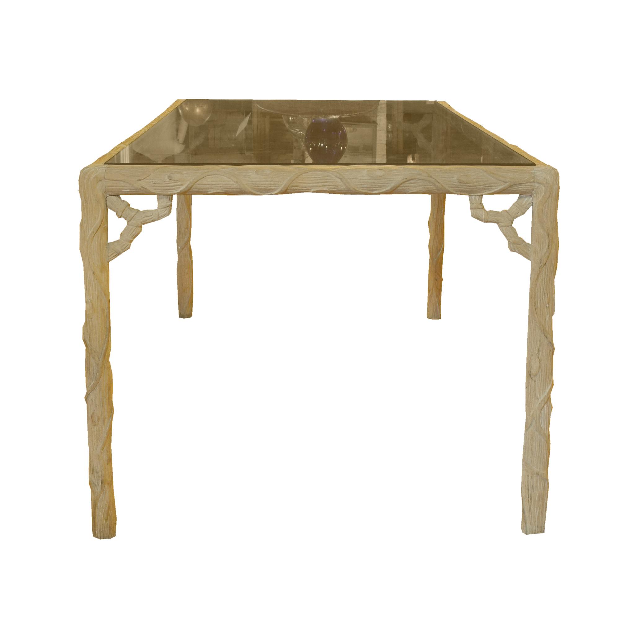 A Carved Wood Faux Bois Table 66.5" W x 53" D x 28.5" H — France, Mid-20th Century
