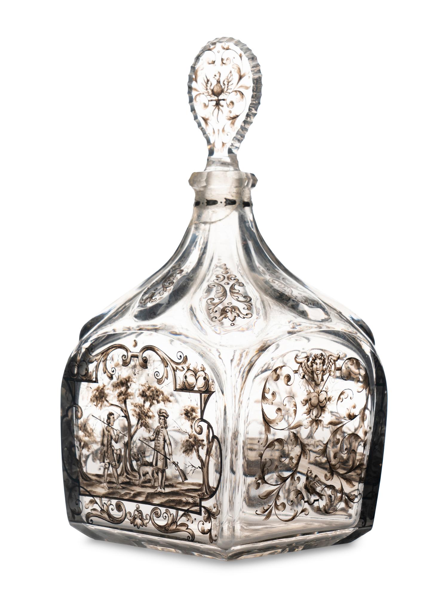 An Émile Gallé En Grisaille Enameled Decanter