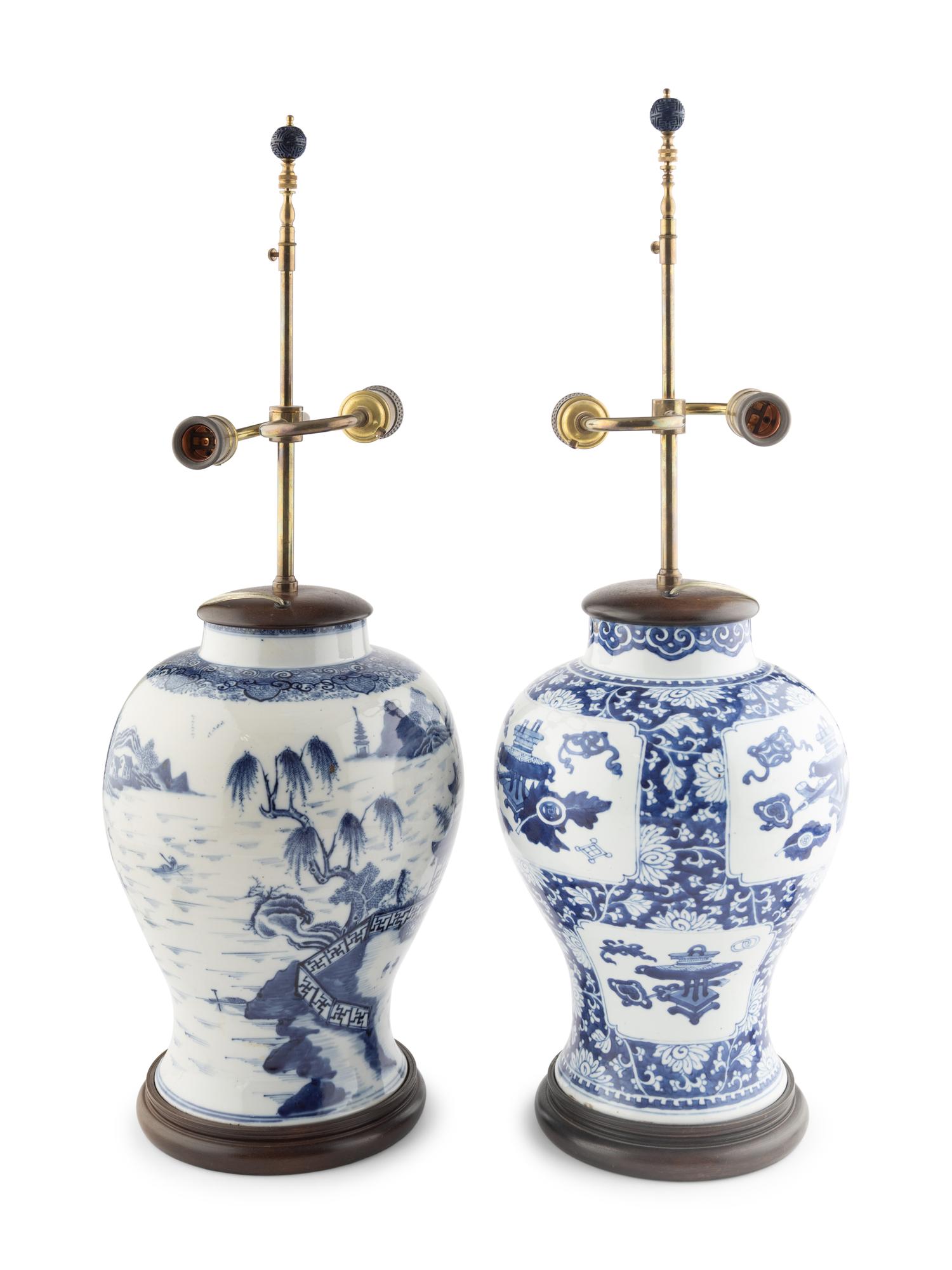 Two Chinese Export Blue and White Porcelain Jars