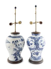 Two Chinese Export Blue and White Porcelain Jars