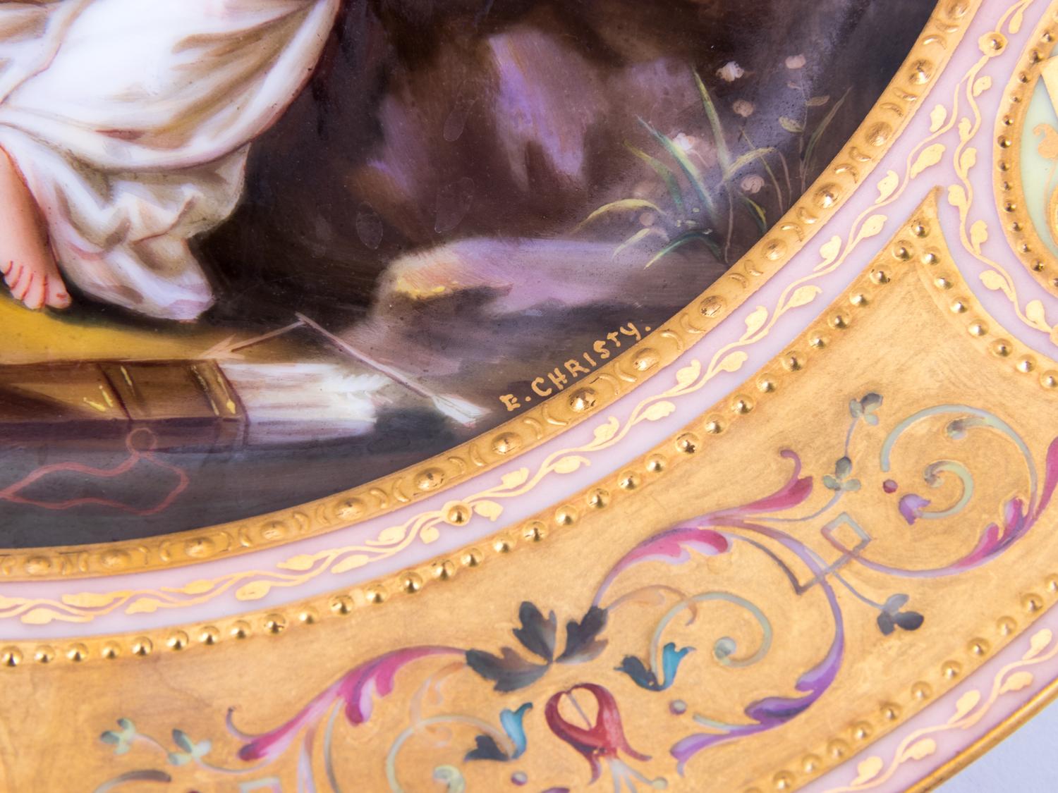 A Vienna Painted and Gilt Enamel Porcelain Cabinet Plate