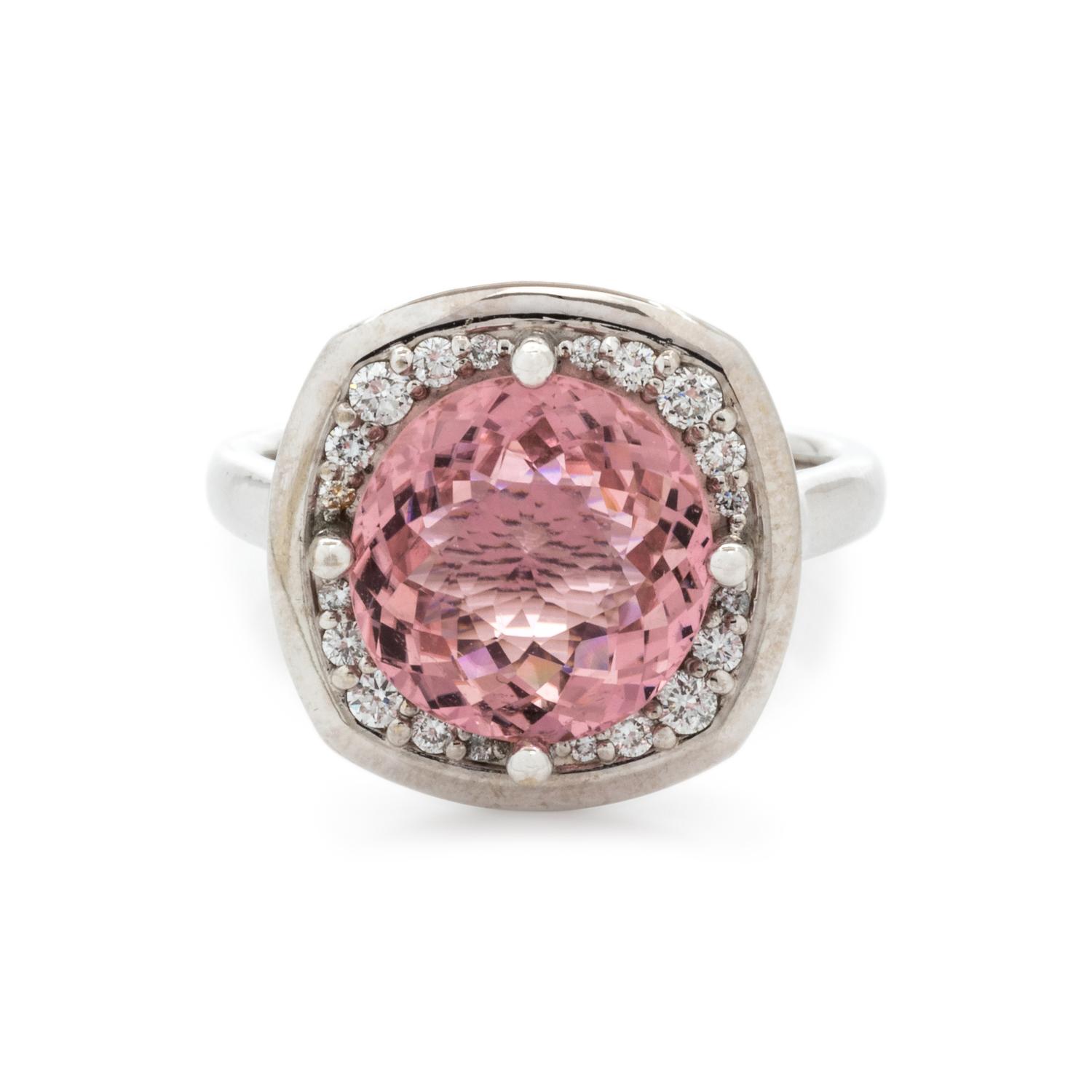 PINK TOURMALINE AND DIAMOND RING