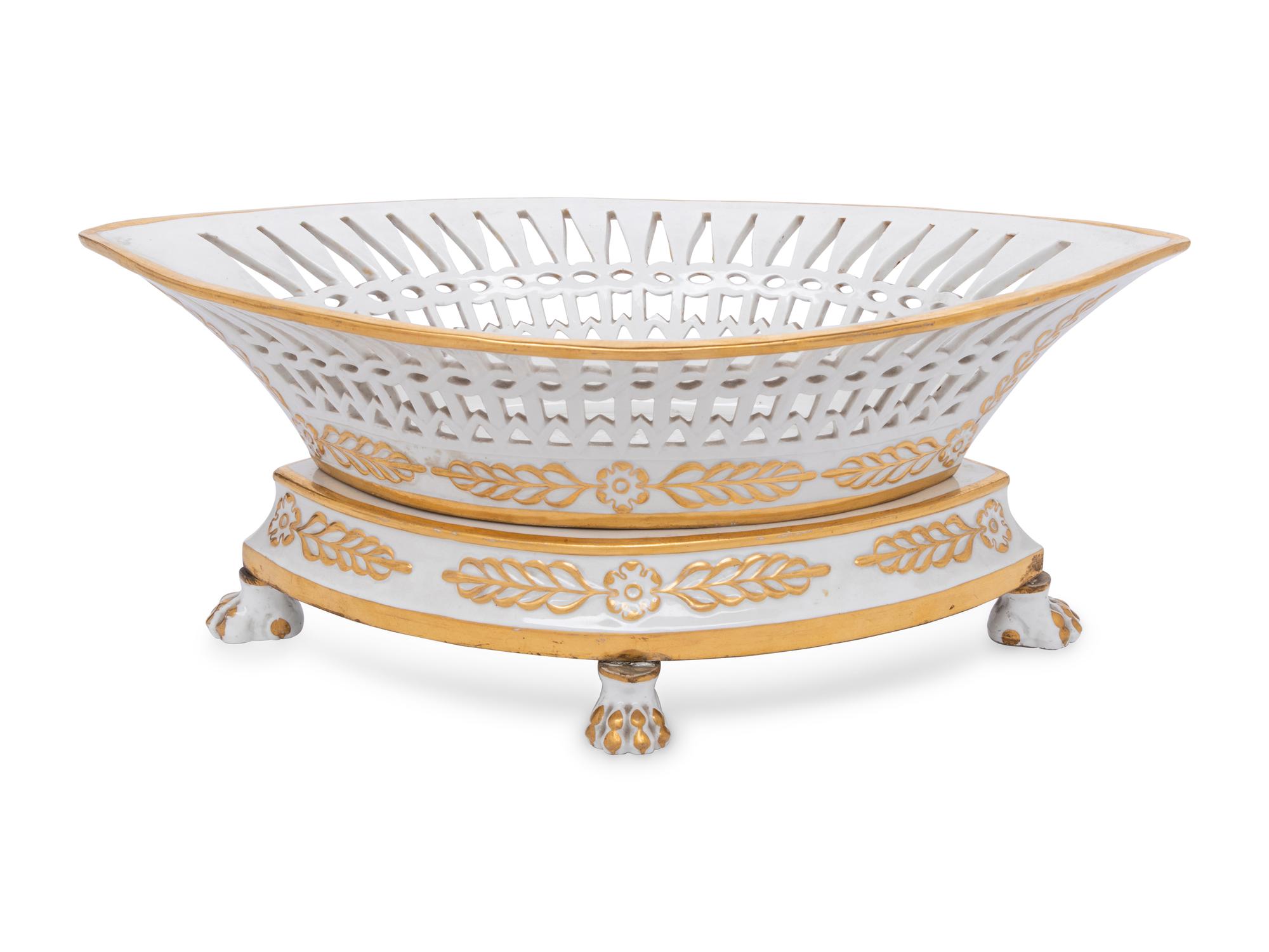 A Sèvres Style Porcelain Centerpiece Basket and Stand
