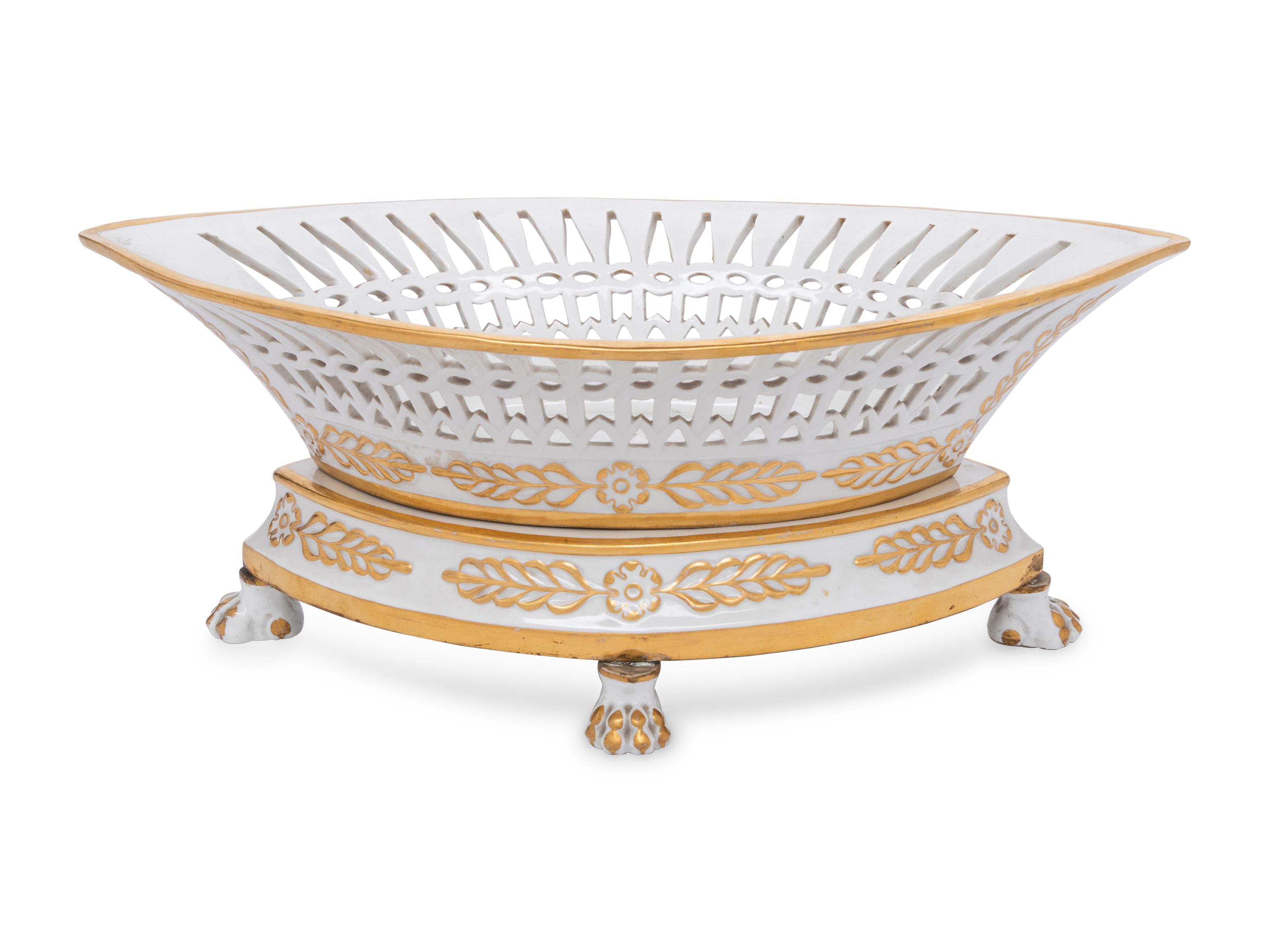 A Sèvres Style Porcelain Centerpiece Basket and Stand