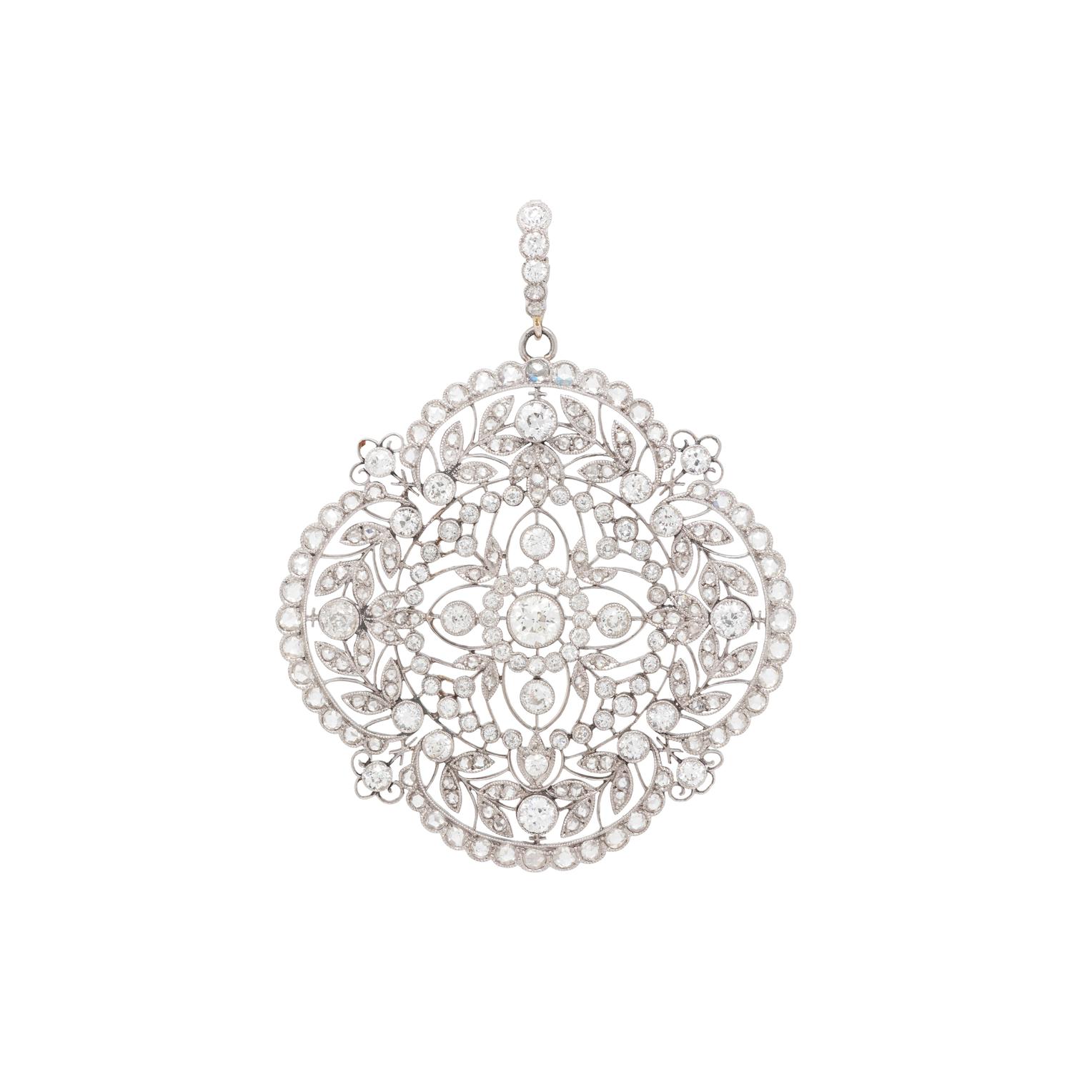 EDWARDIAN, PLATINUM AND DIAMOND PENDANT