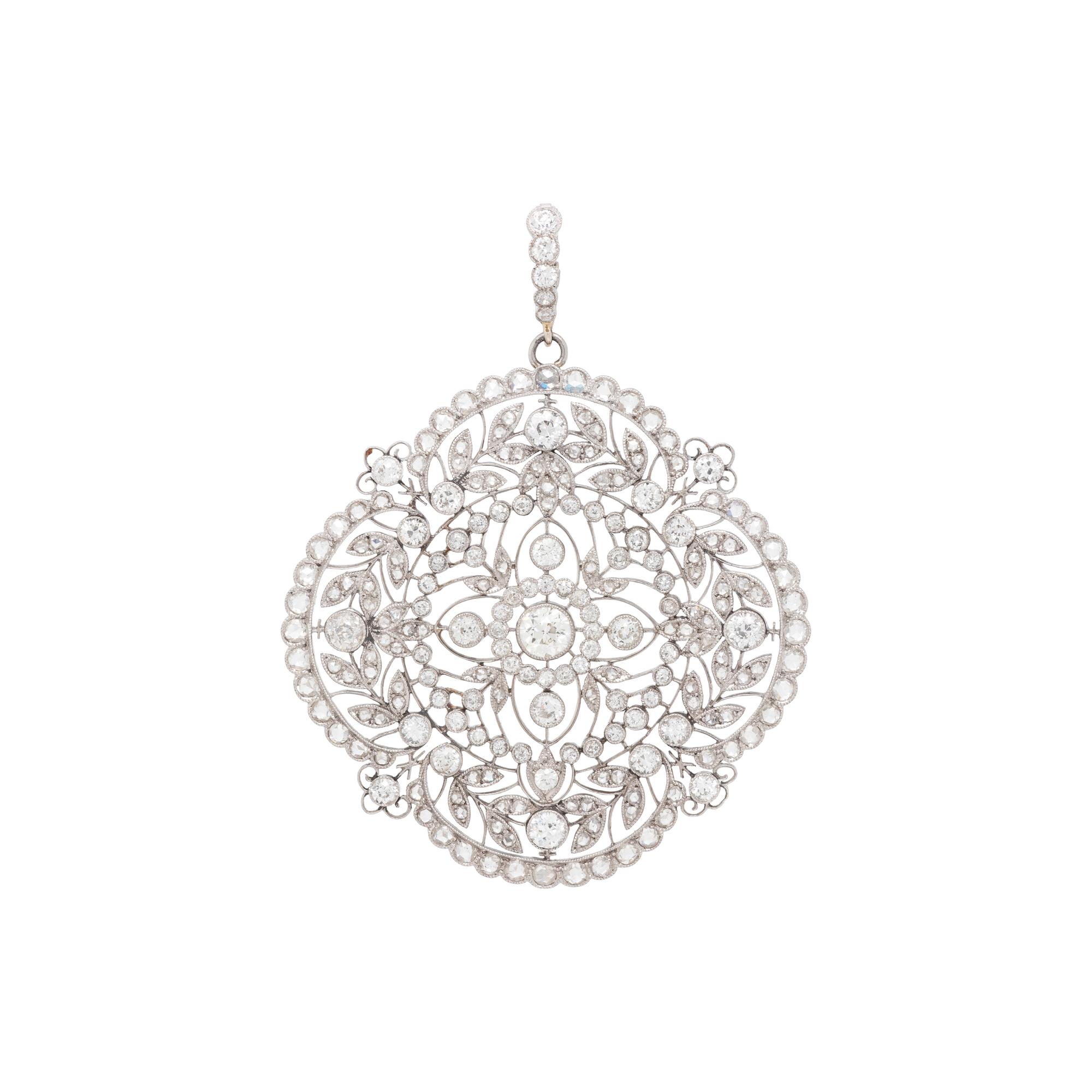 EDWARDIAN, PLATINUM AND DIAMOND PENDANT