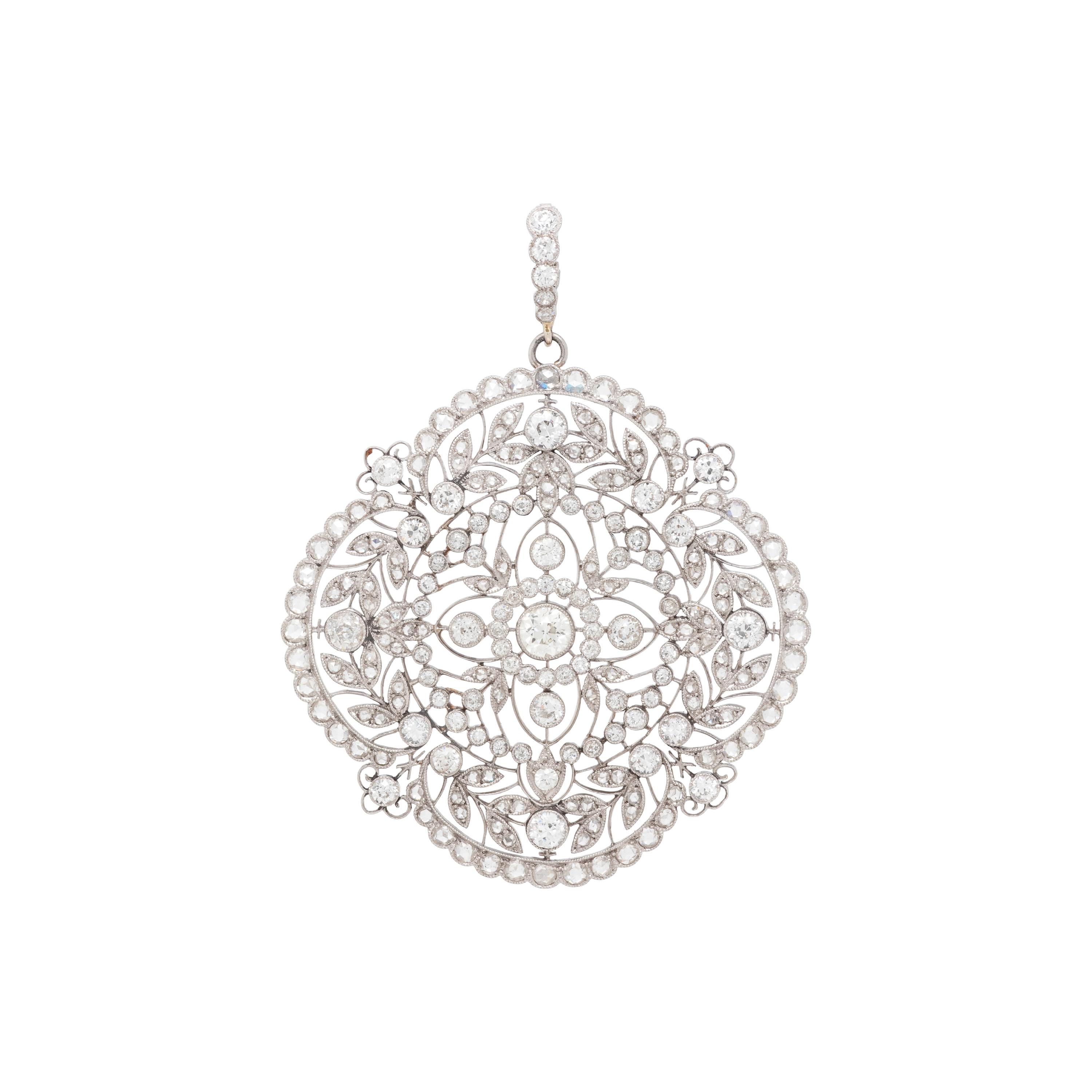 EDWARDIAN, PLATINUM AND DIAMOND PENDANT