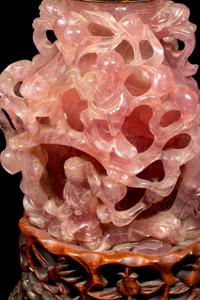 A Chinese Carved Rose Quartz Vase