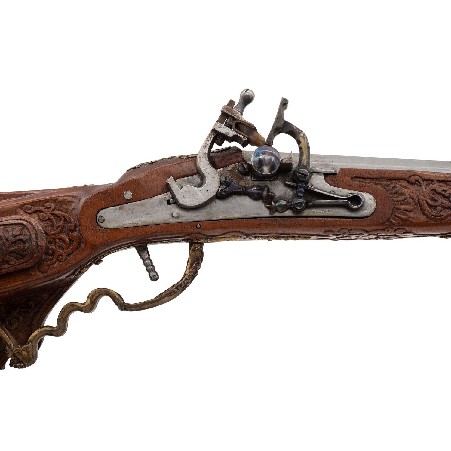 Contemporary Snaphance Jaeger Rifle in the Style of Meister der Tierkopfranke by John B. Derrick (American, b.1936)