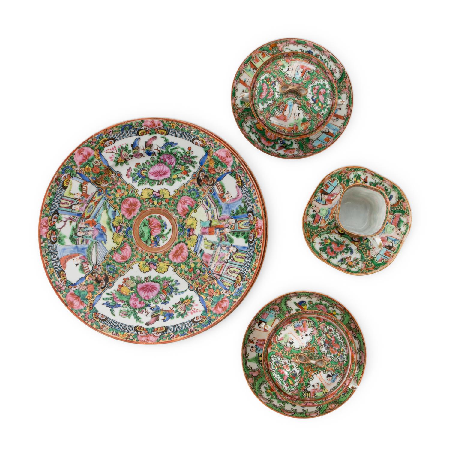 A Chinese Rose Medallion Tea Service