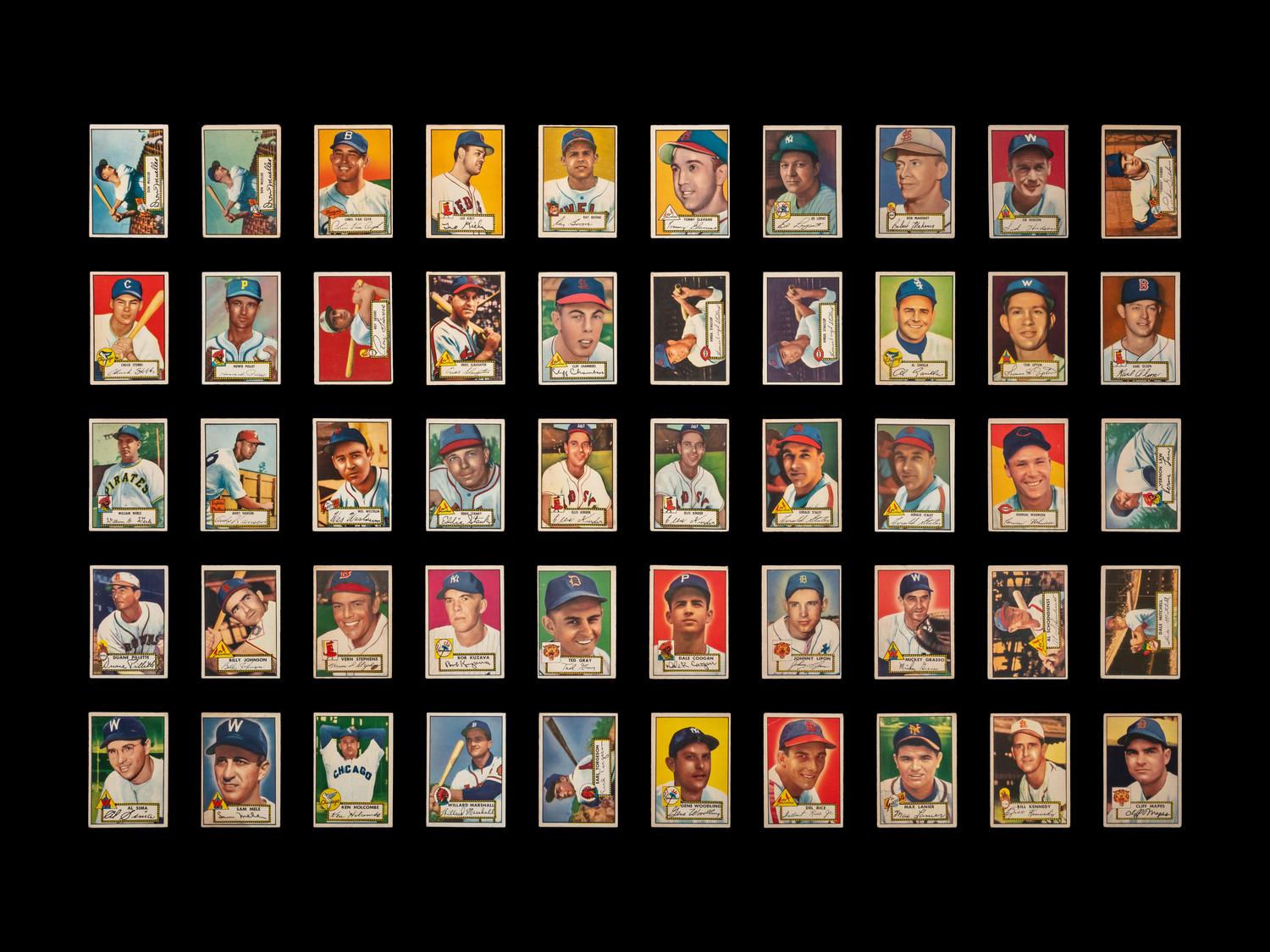 A Near Set of 1952 Topps Baseball Cards (371/407) Featuring Over 60 High Numbers