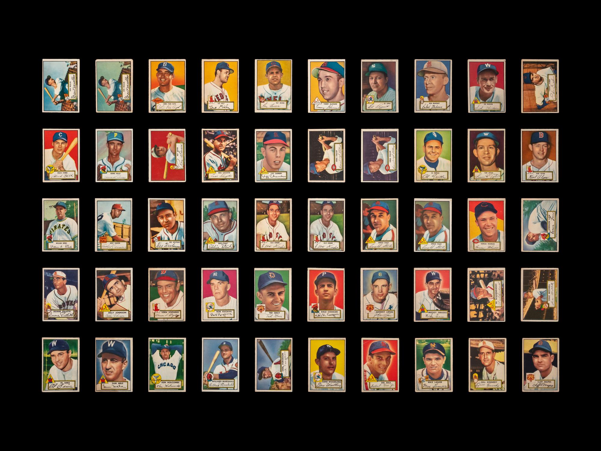 A Near Set of 1952 Topps Baseball Cards (371/407) Featuring Over 60 High Numbers