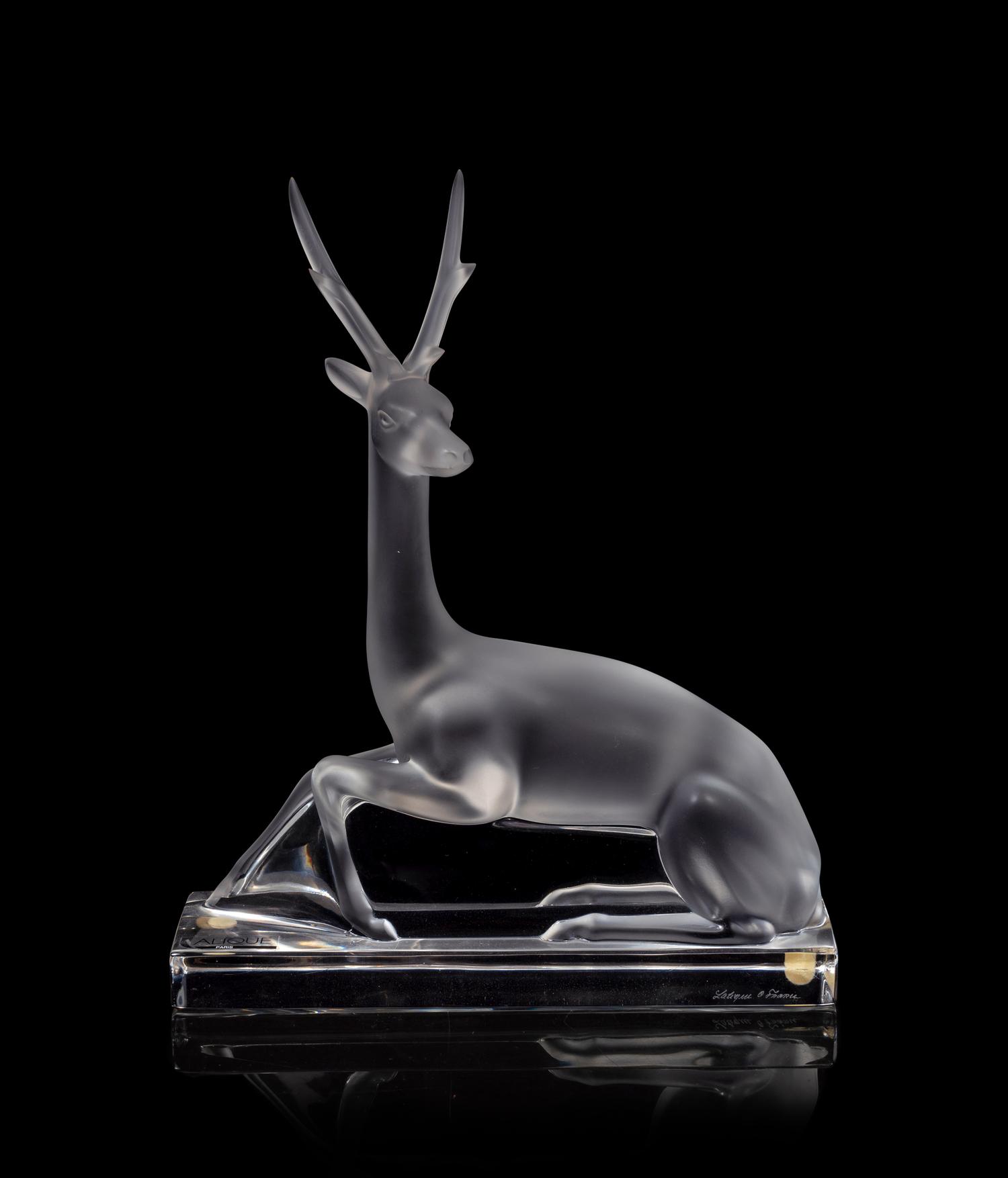 A Lalique Deer Ornament