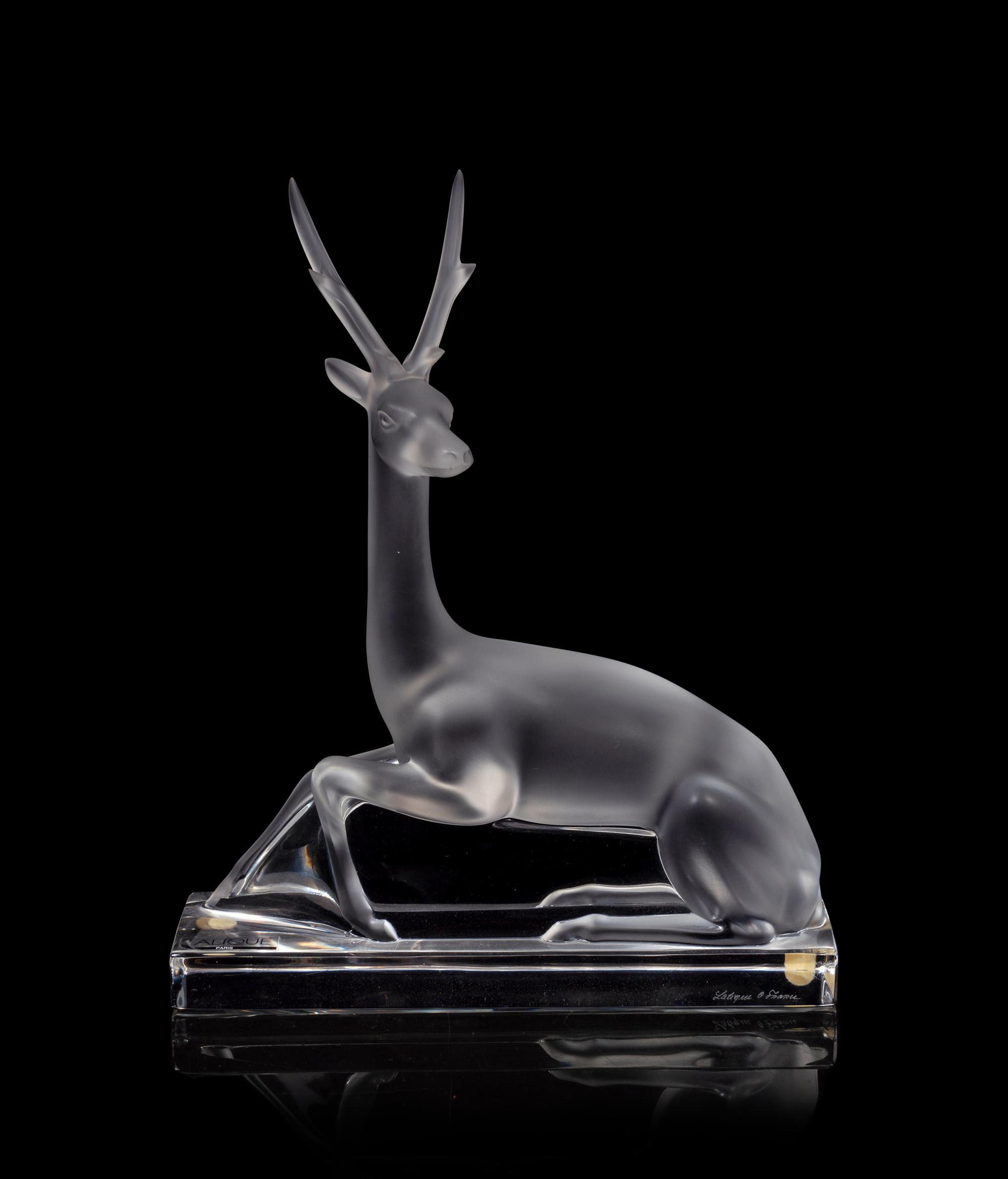 A Lalique Deer Ornament