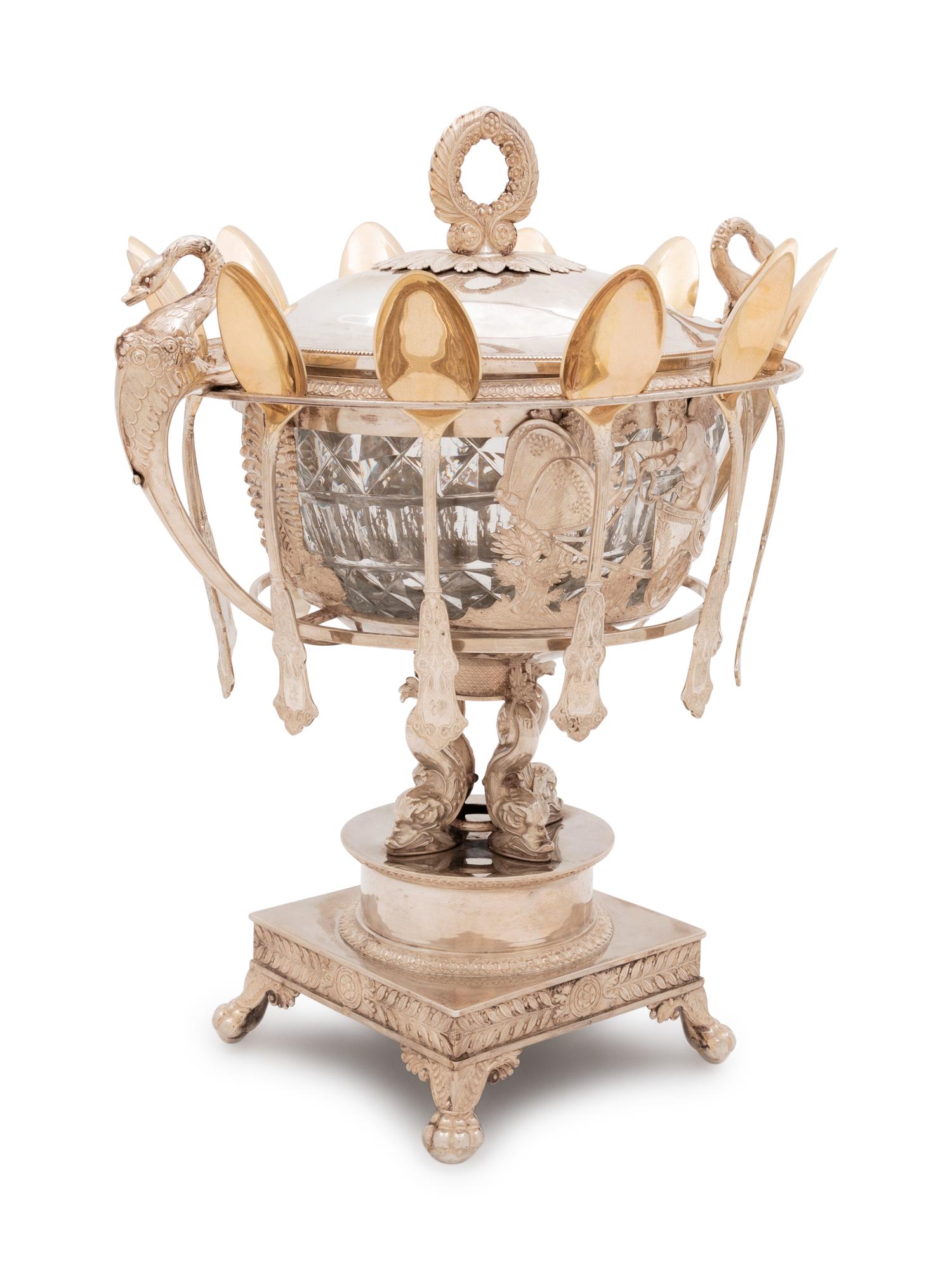 A French Silver and Cut Glass Master Sugar