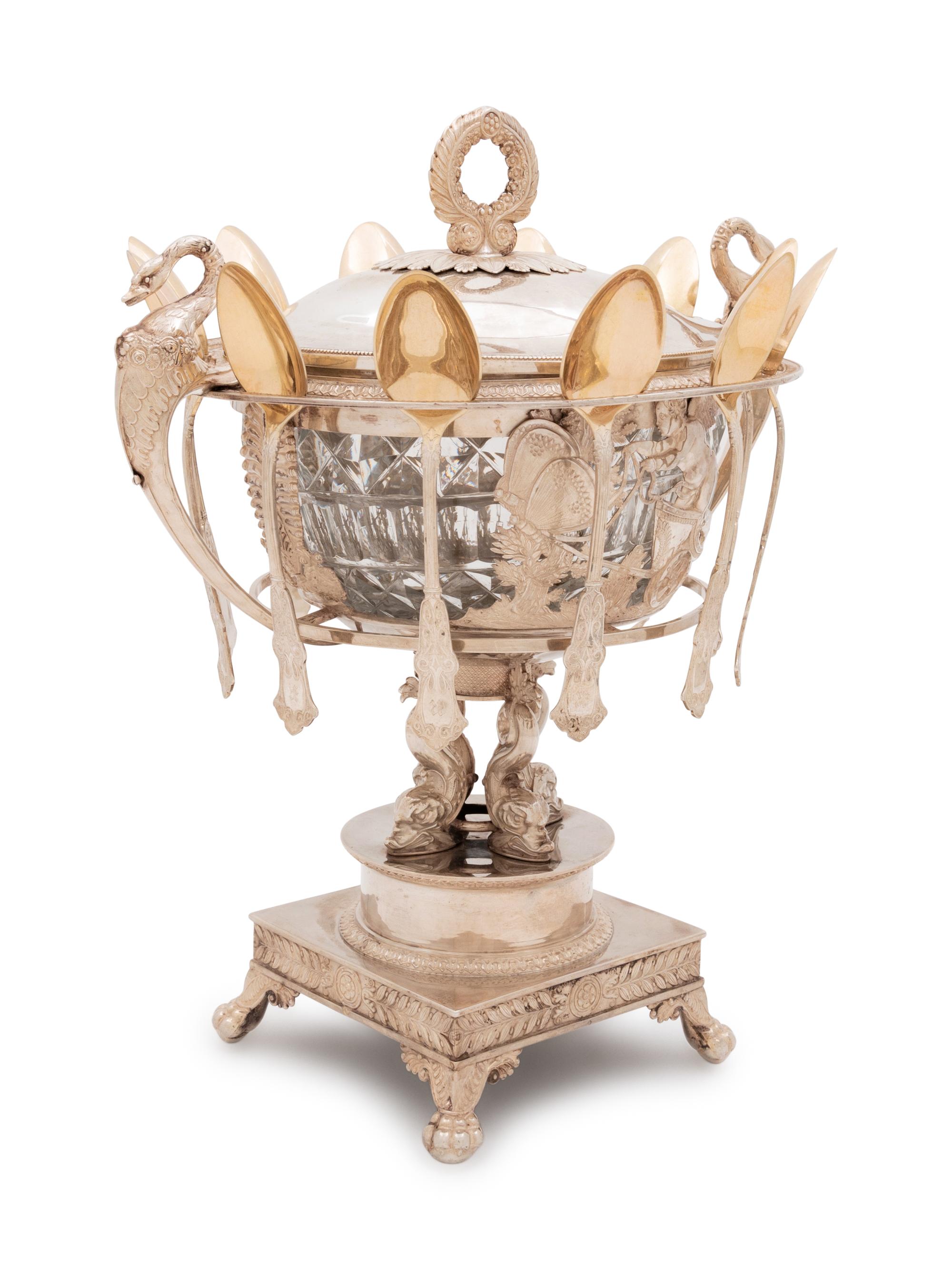 A French Silver and Cut Glass Master Sugar