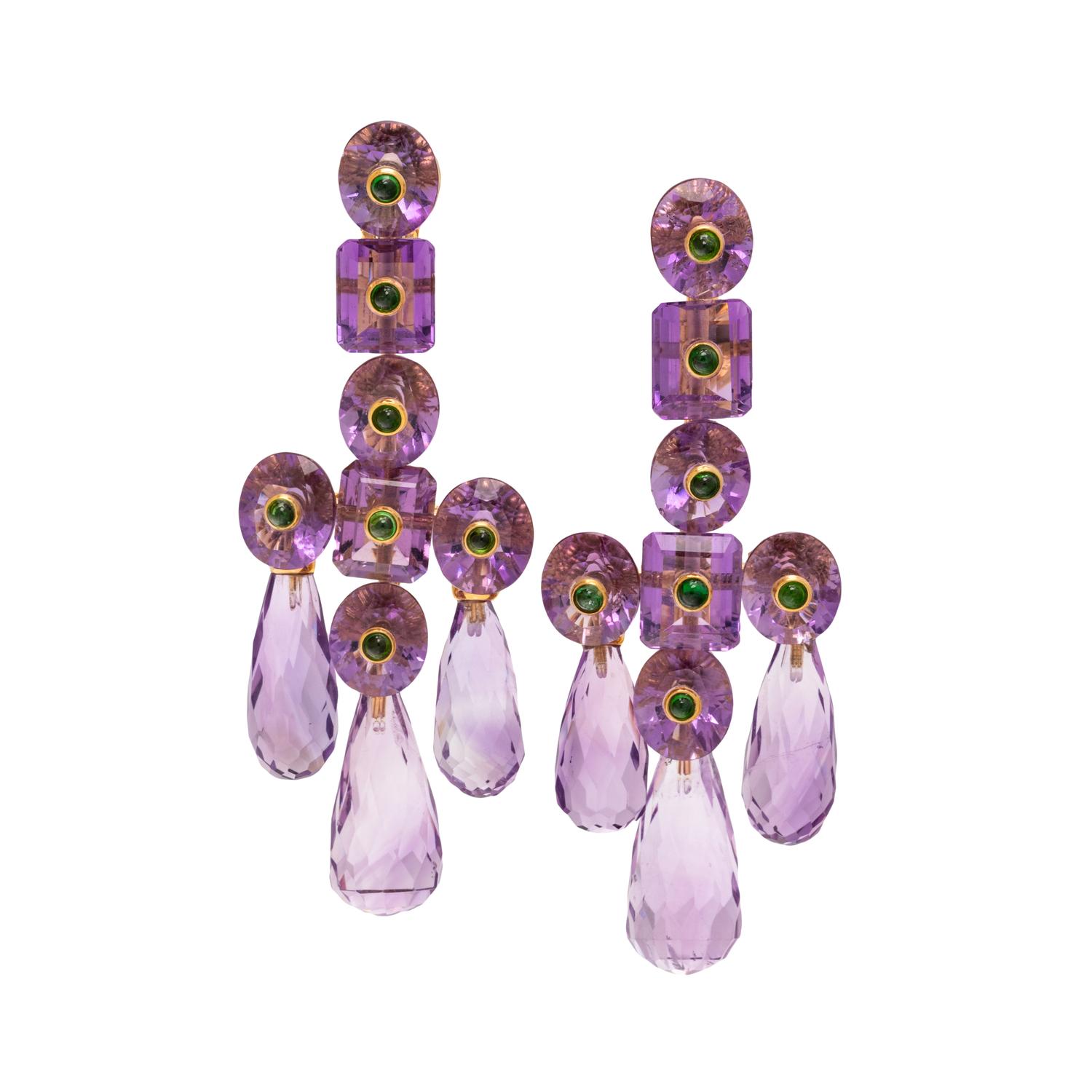 PRINCE DIMITRI, CONVERTIBLE AMETHYST AND PERIDOT EARCLIPS