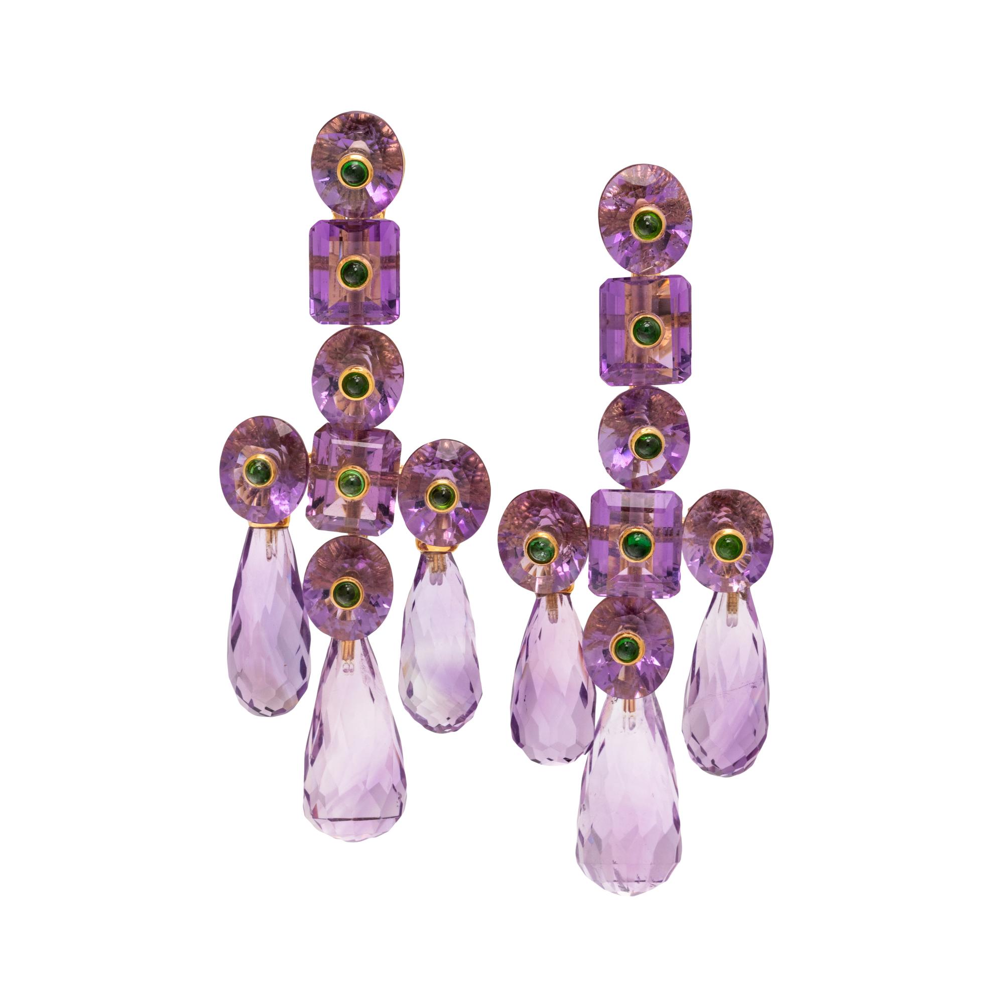 PRINCE DIMITRI, CONVERTIBLE AMETHYST AND PERIDOT EARCLIPS
