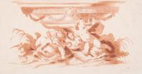A French Ink Fountain Design on Paper Visible: 4 x 7 3/4 inches.