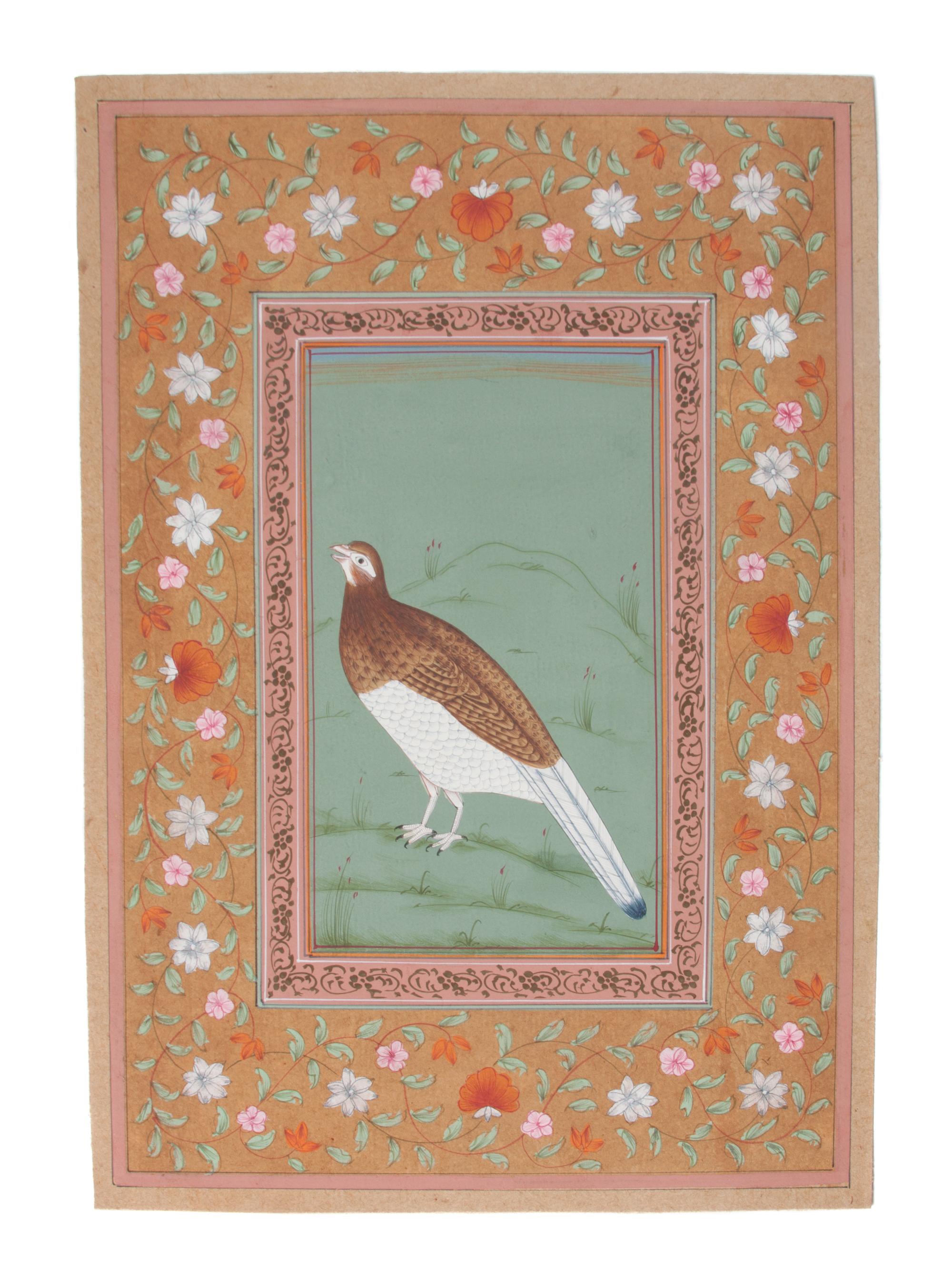 A Collection of Seven Indian Mughal Miniatures Height of largest 13 x width 9 inches.