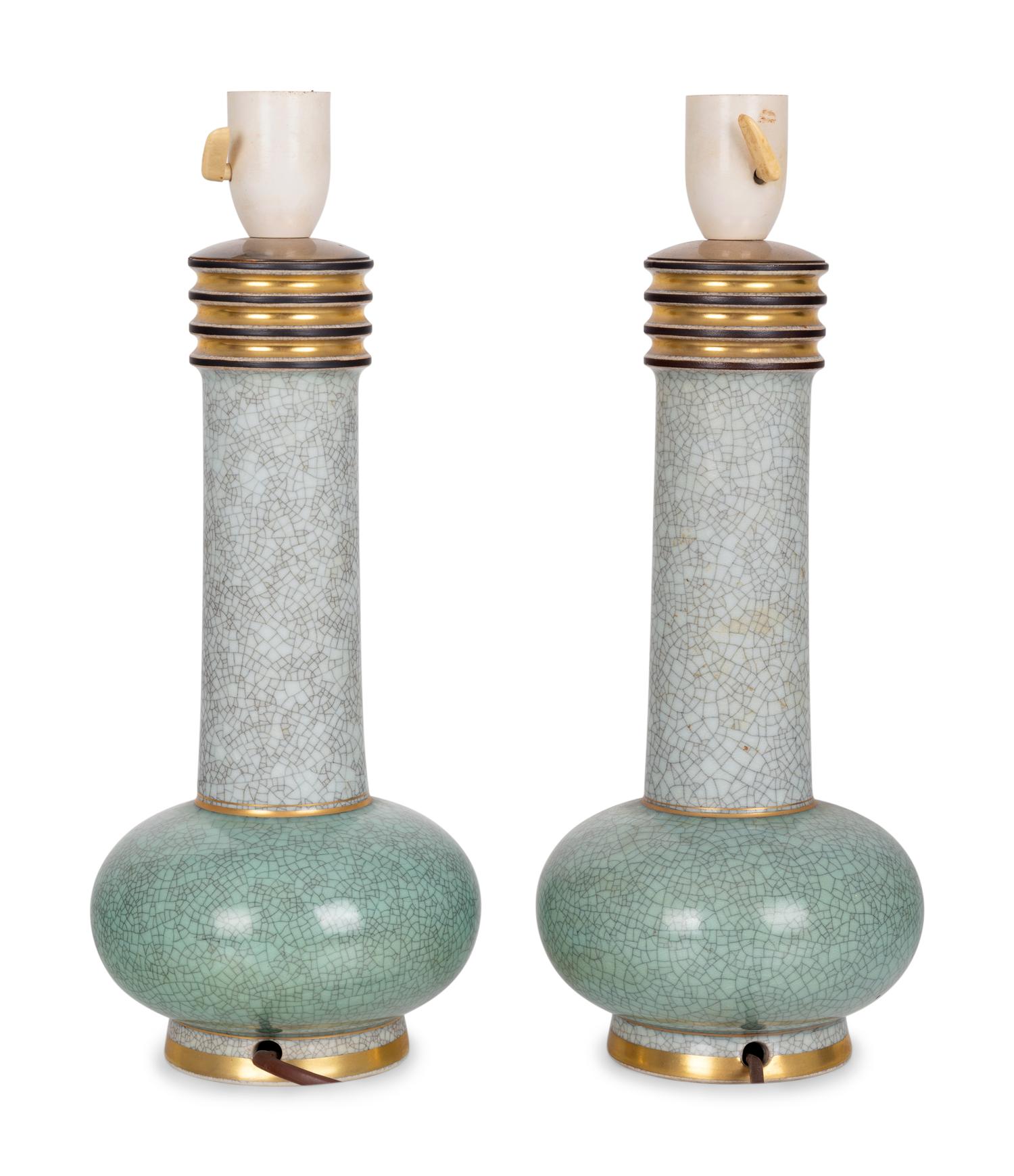 Pair of Crackle-Glaze Table LampsRoyal Copenhagen, Denmark c 1935