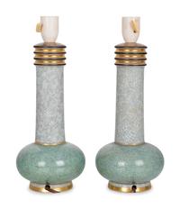 Pair of Crackle-Glaze Table LampsRoyal Copenhagen, Denmark c 1935