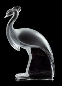 A Lalique Molded and Frosted Glass Peacock