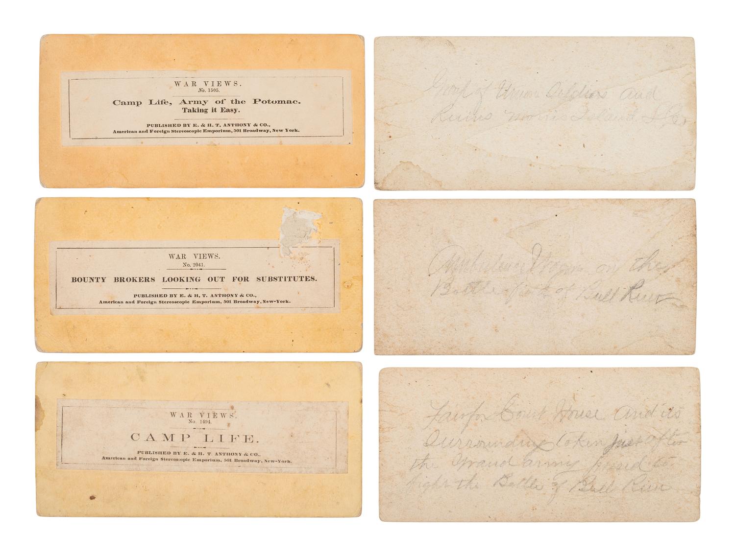 [CIVIL WAR]. A group of 23 fine early war views, incl. camp scenes, artillery, and battlefield images.