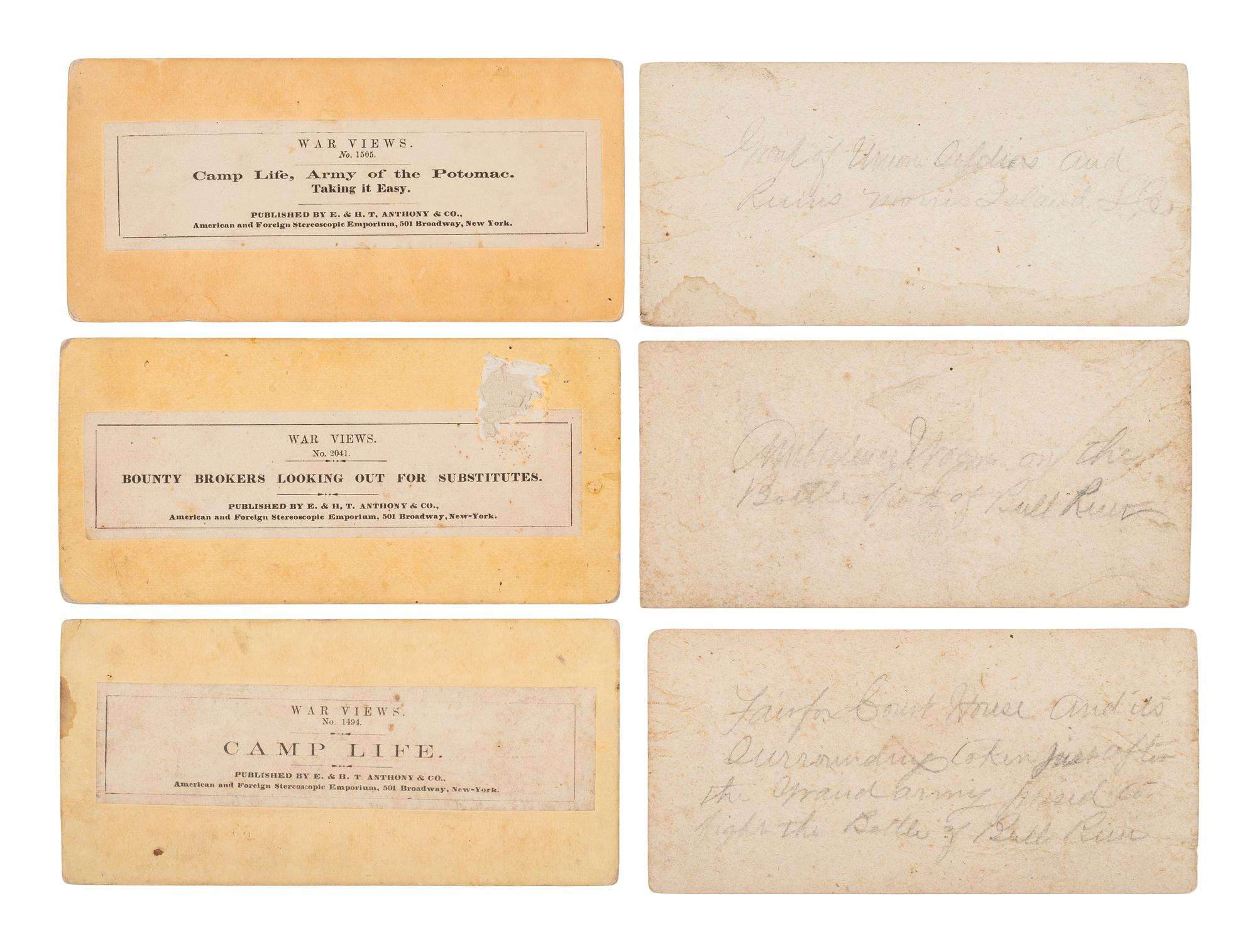 [CIVIL WAR]. A group of 23 fine early war views, incl. camp scenes, artillery, and battlefield images.