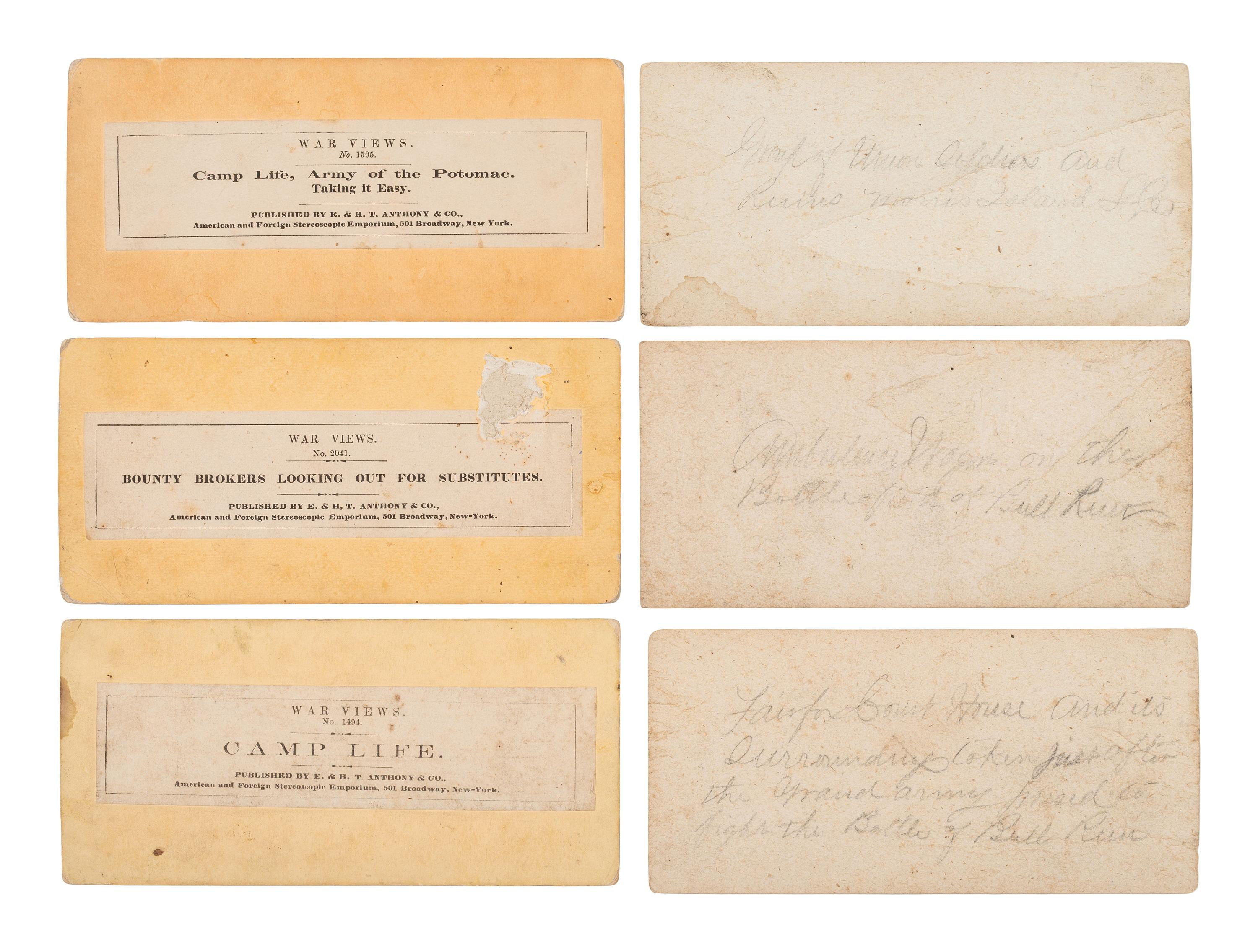 [CIVIL WAR]. A group of 23 fine early war views, incl. camp scenes, artillery, and battlefield images.