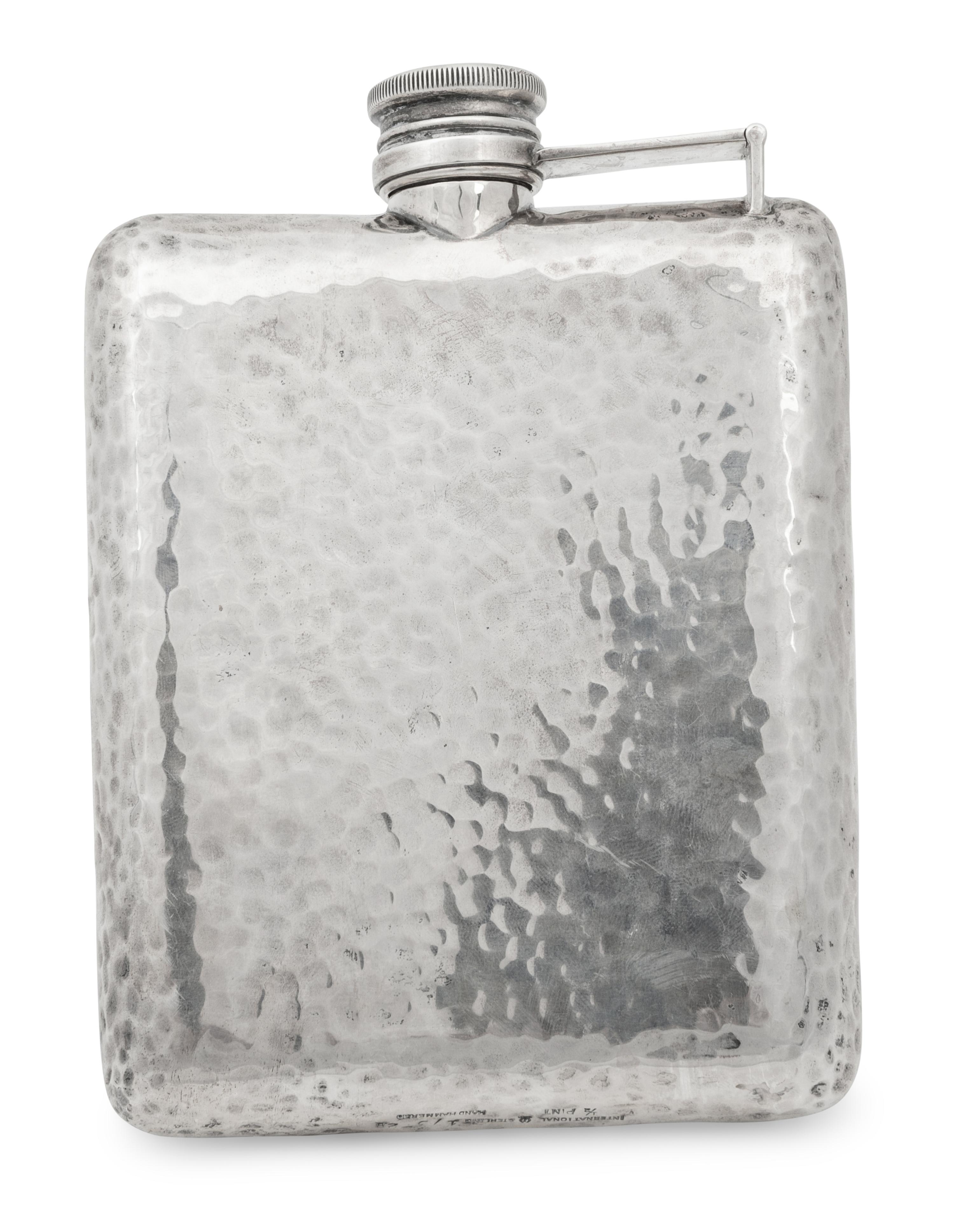 An International Hammered Silver Flask