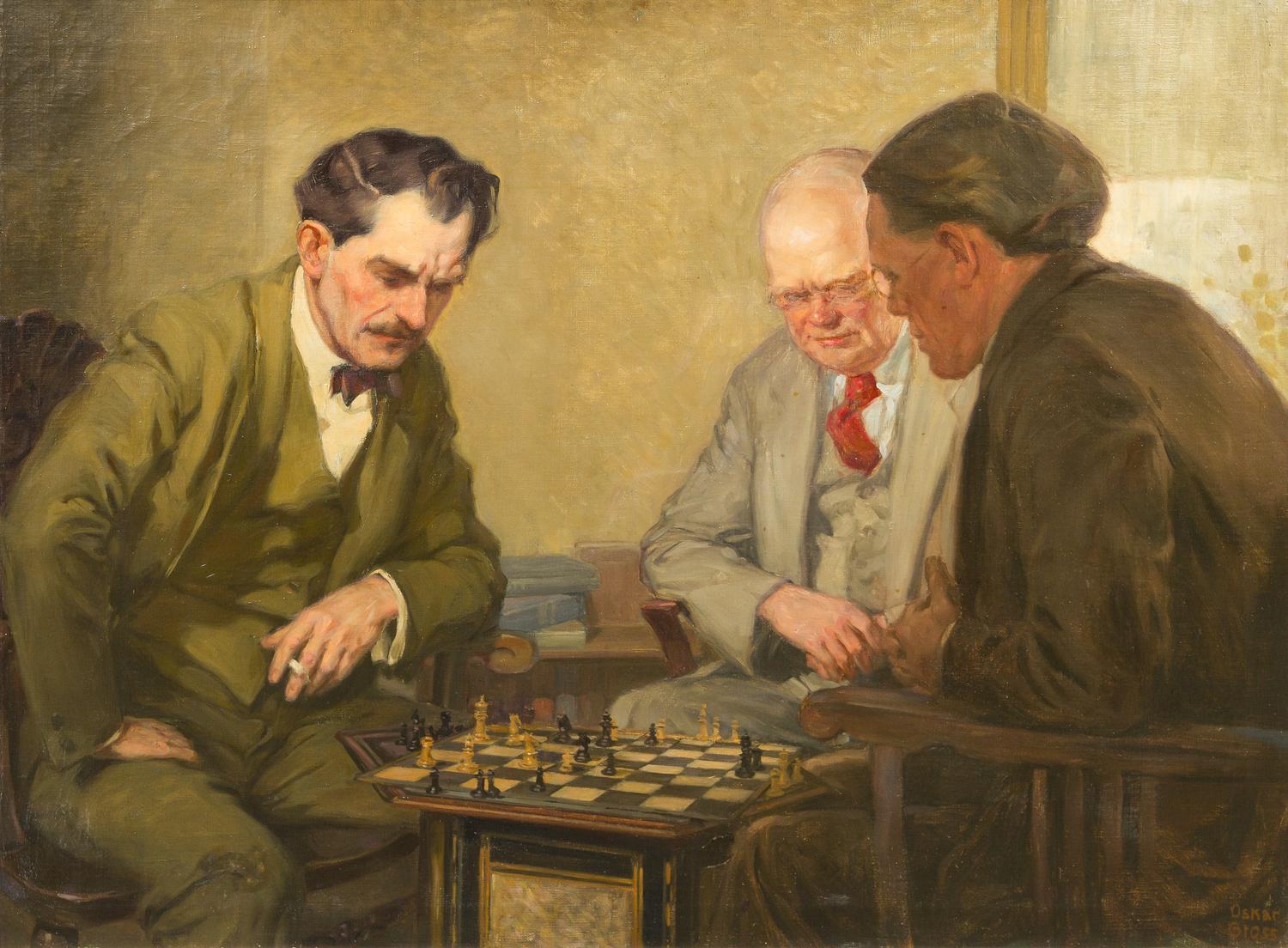 Oskar Gross, (American, 1871-1963), Game of Chess