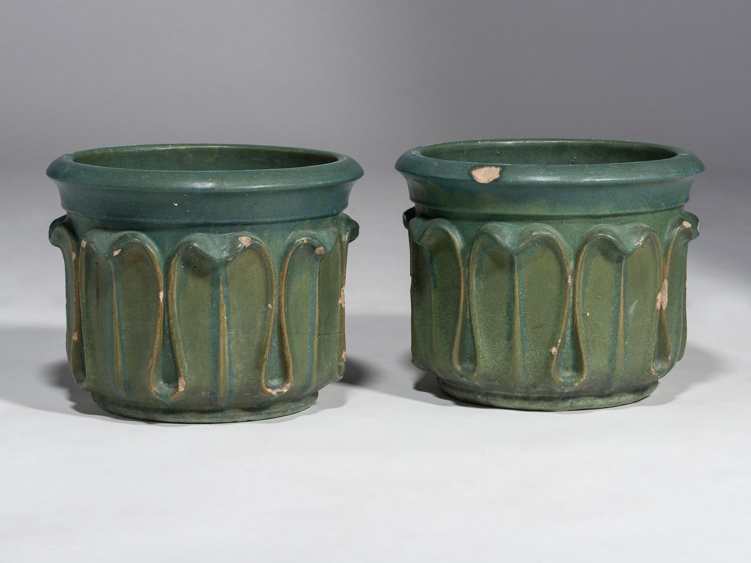 Pair of Matte Glazed Architectural Jardinières, 1905