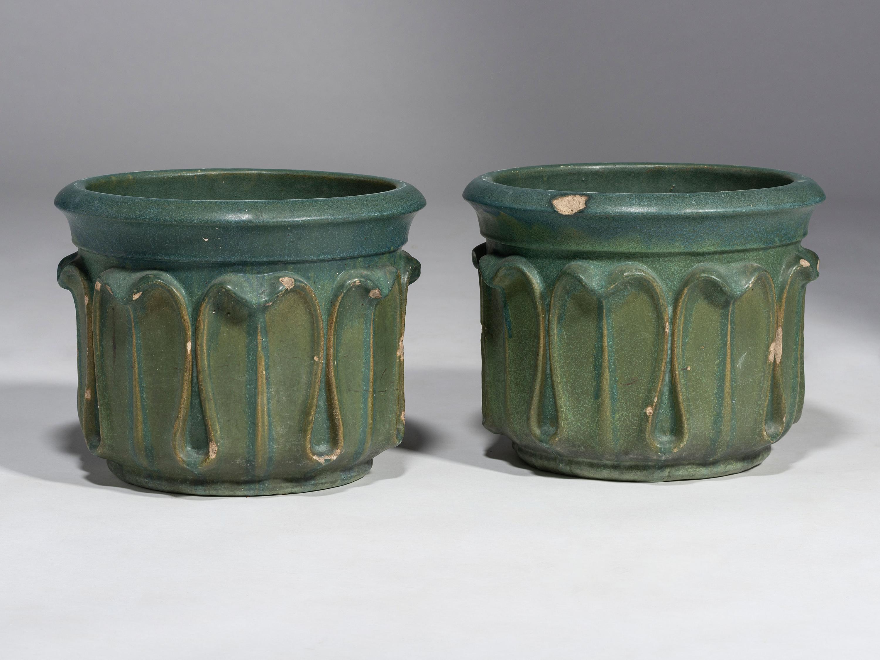 Pair of Matte Glazed Architectural Jardinières, 1905