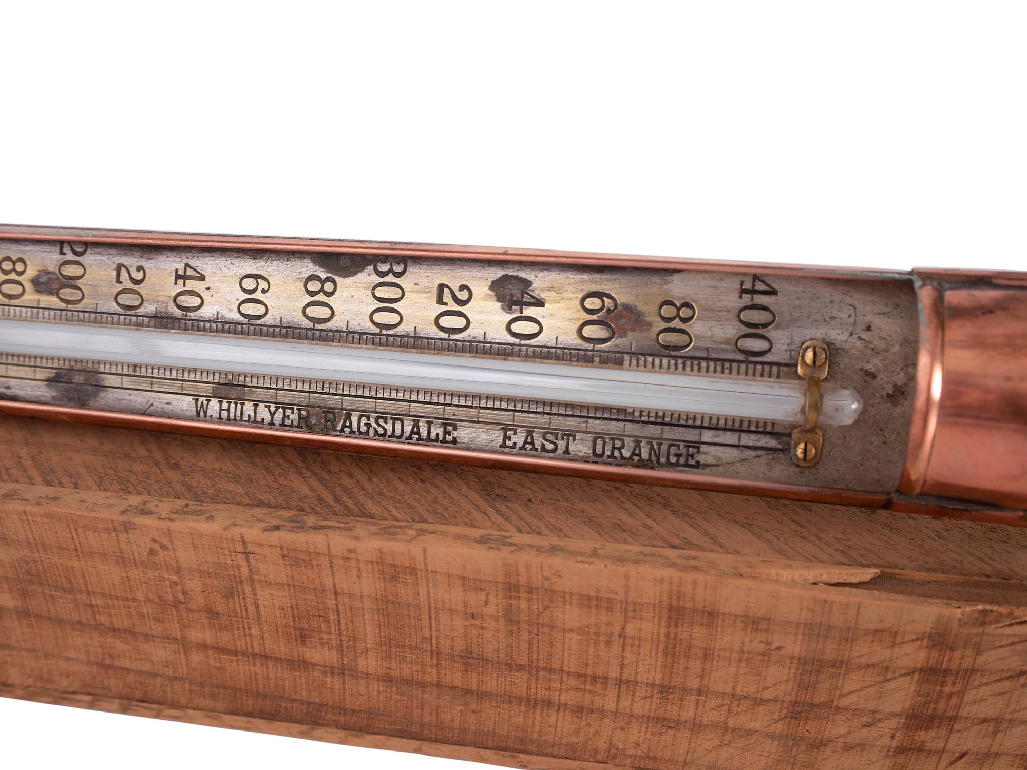 A Copper Tycos Candy Thermometer and a Wood Encased Floating Bath or Dairy Thermometer